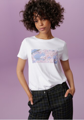 Aniston CASUAL T-Shirt, Frontdruck mit romantischen Kirschblüten - NEUE KOLLEKTION kaufen
