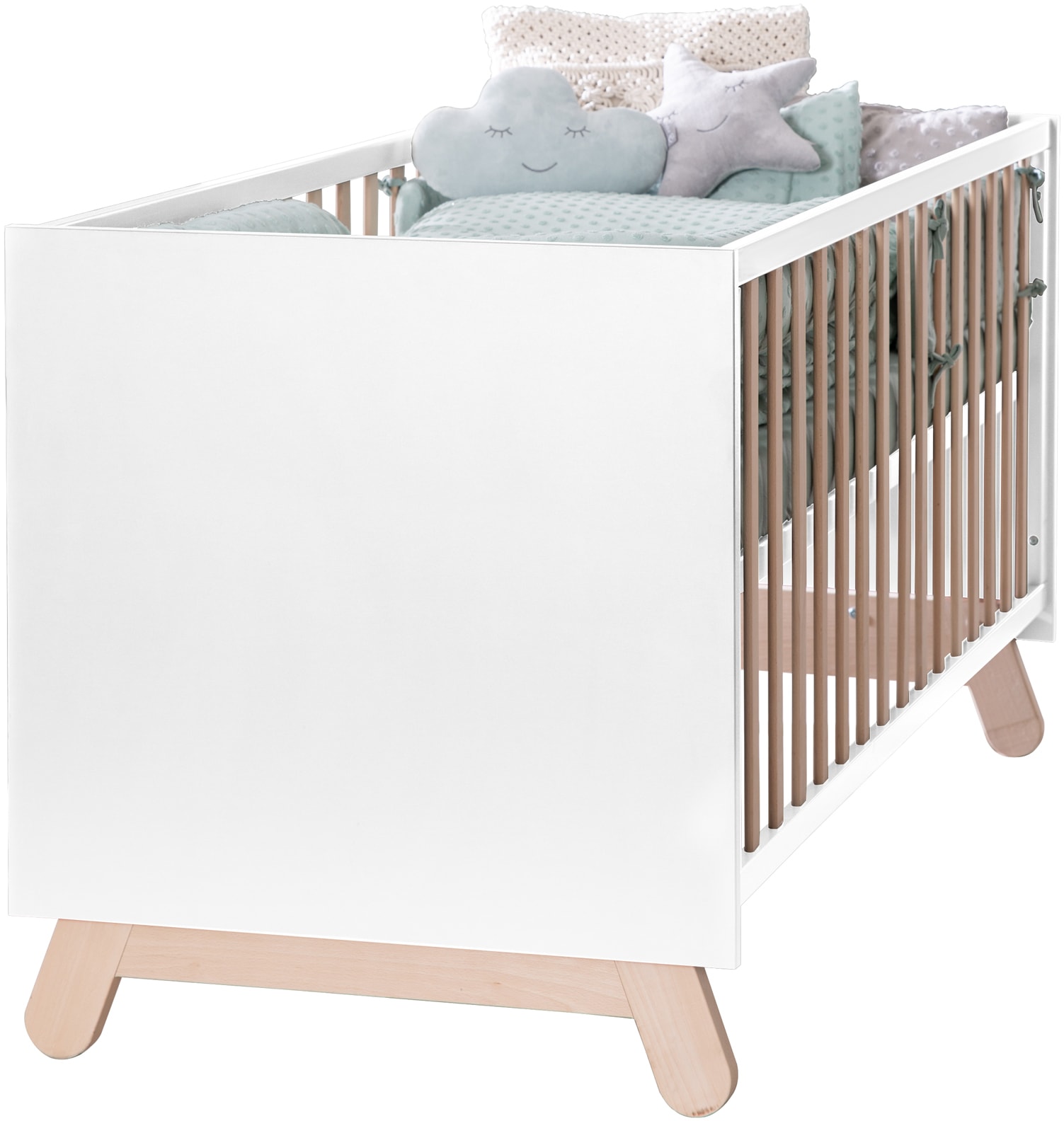 roba® Babybett »Kombi-Kinderbett Clara, Weiß«, mit Gittersprossen und Füßen aus massiver Buche; Made in Europe