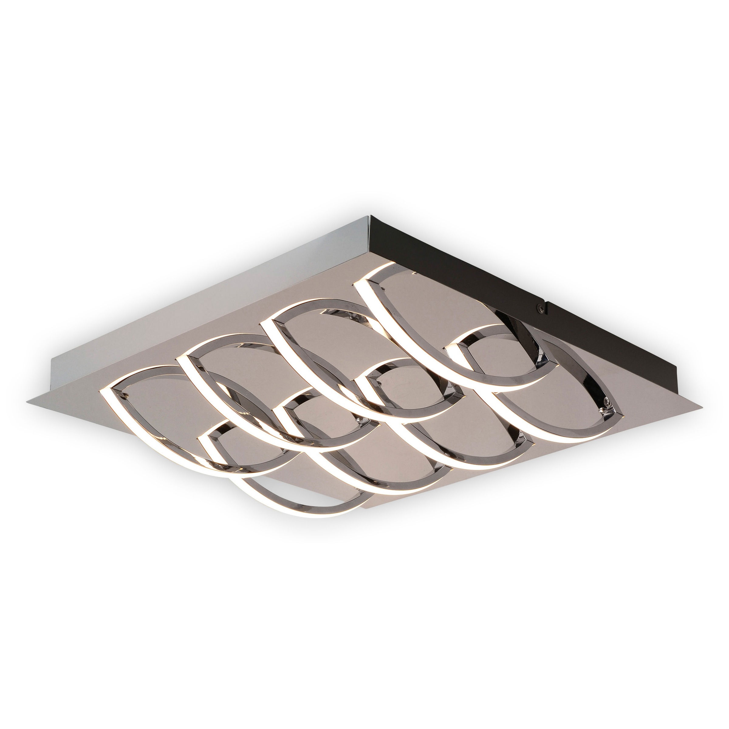 näve LED Deckenleuchte »Manchester« LED-Modul 1 Stk. Warmweiß 3 Stufen dimmbar per Wandschalter, chrom, opal, Lichtfarbe warmweiß