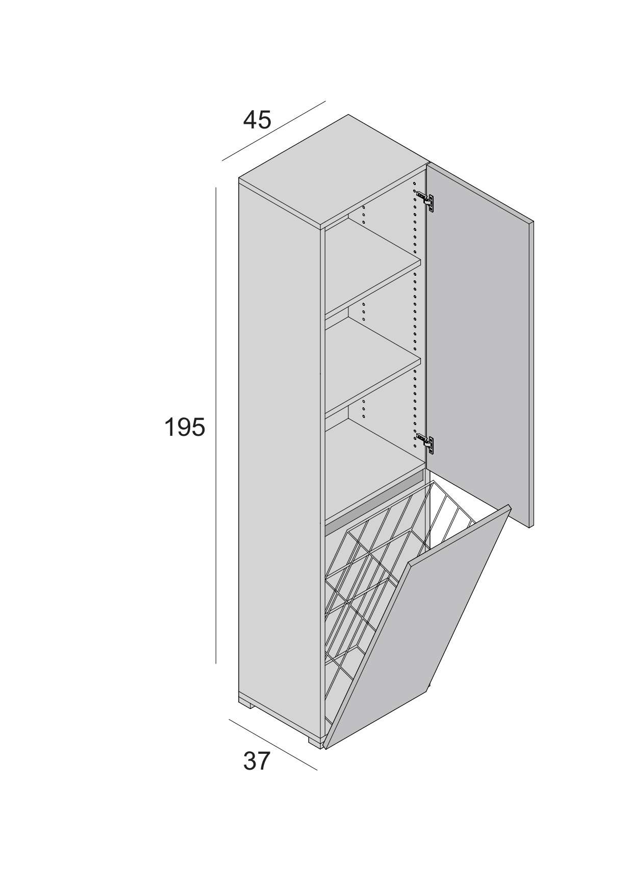 INOSIGN Hochschrank »BOX« 1 Stk. tlg. Höhe 195 cm mit 1 Tür 1 Klappe