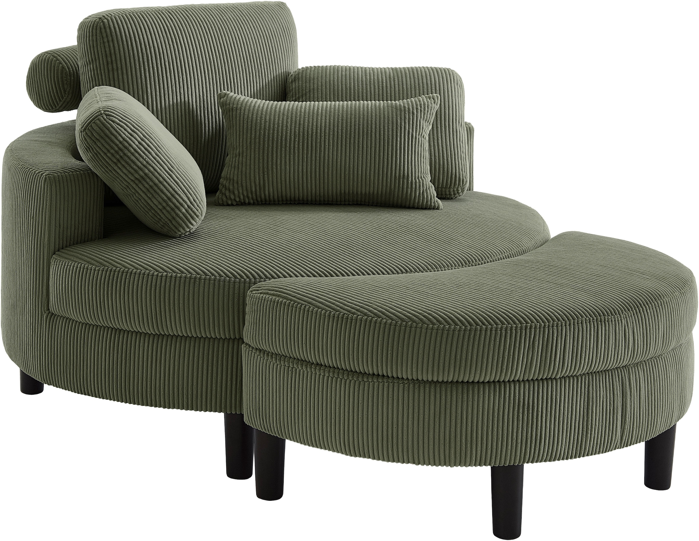 ATLANTIC home collection Loveseat »Ravi«, XXL- Sessel, inklusive Stauraumhocker, Rückenkissen, drei Zierkissen