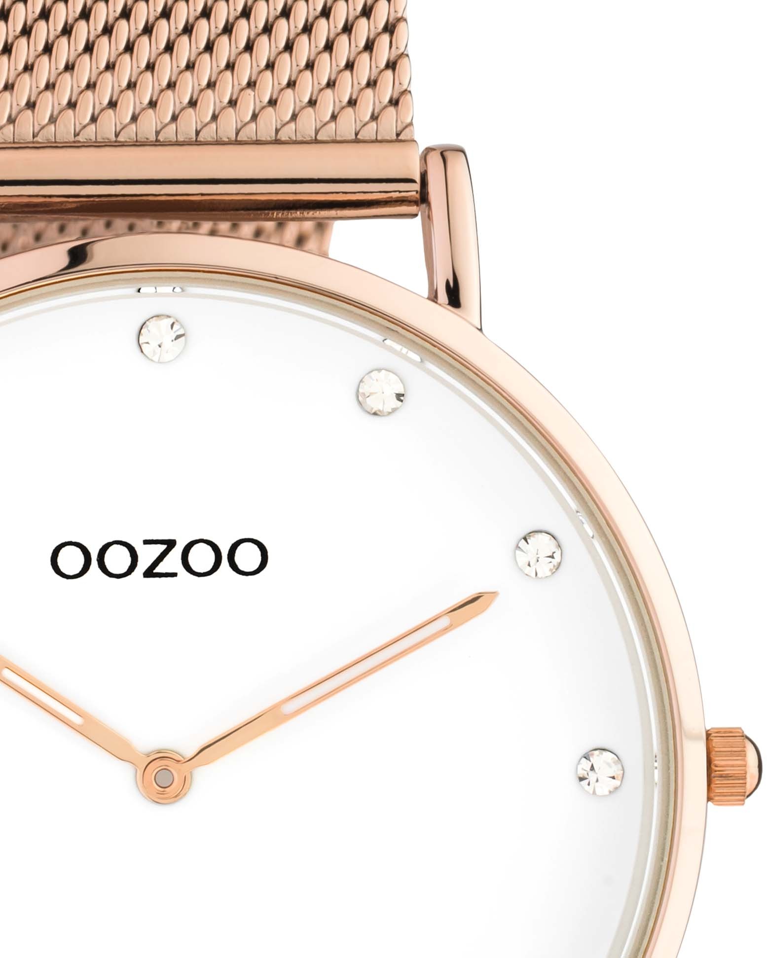 OOZOO Quarzuhr, Armbanduhr, Damenuhr, Edelstahlarmband, Zirkonia (synth.)