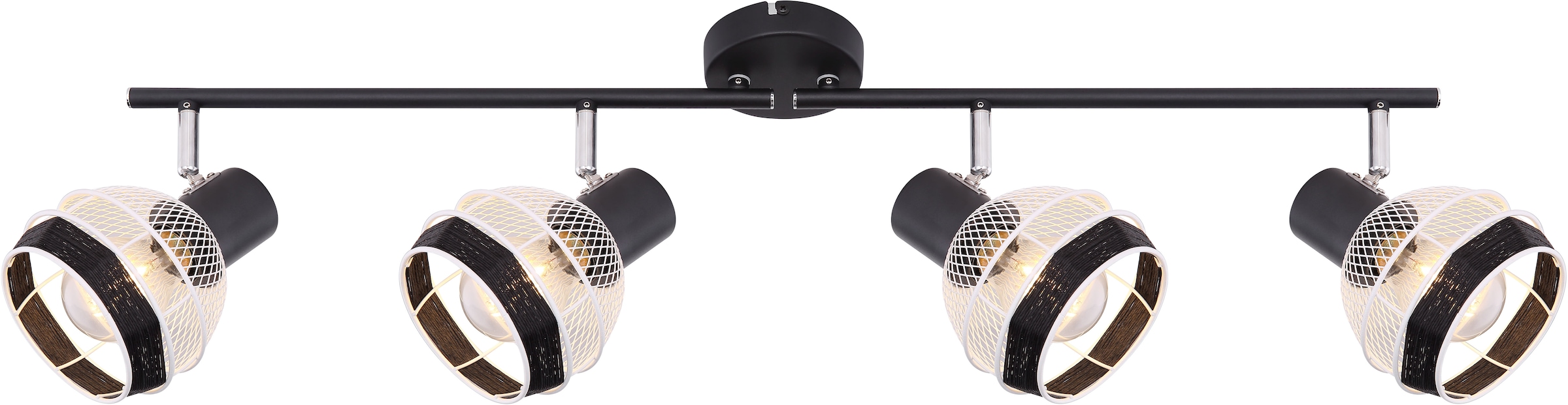 GLOBO LIGHTING Deckenstrahler »GRIDDY«, Leuchtmittel E27 | ohne Leuchtmittel, Deckenstrahler/schwarz-weiß/Hanf schwarz/Flur/Wohnzimmer