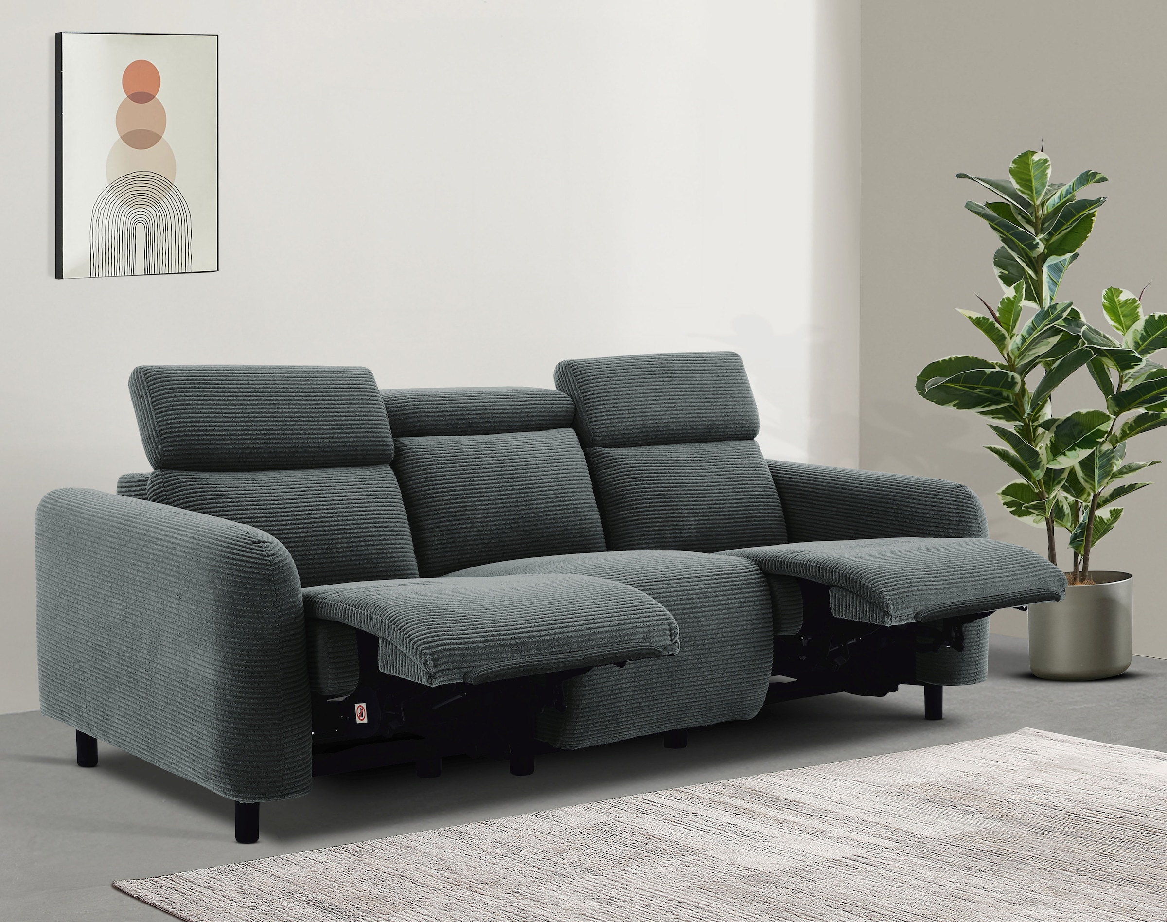 Home affaire 3-Sitzer "SKAANE in Cord, Sofa mit manueller u. elektrischer R günstig online kaufen