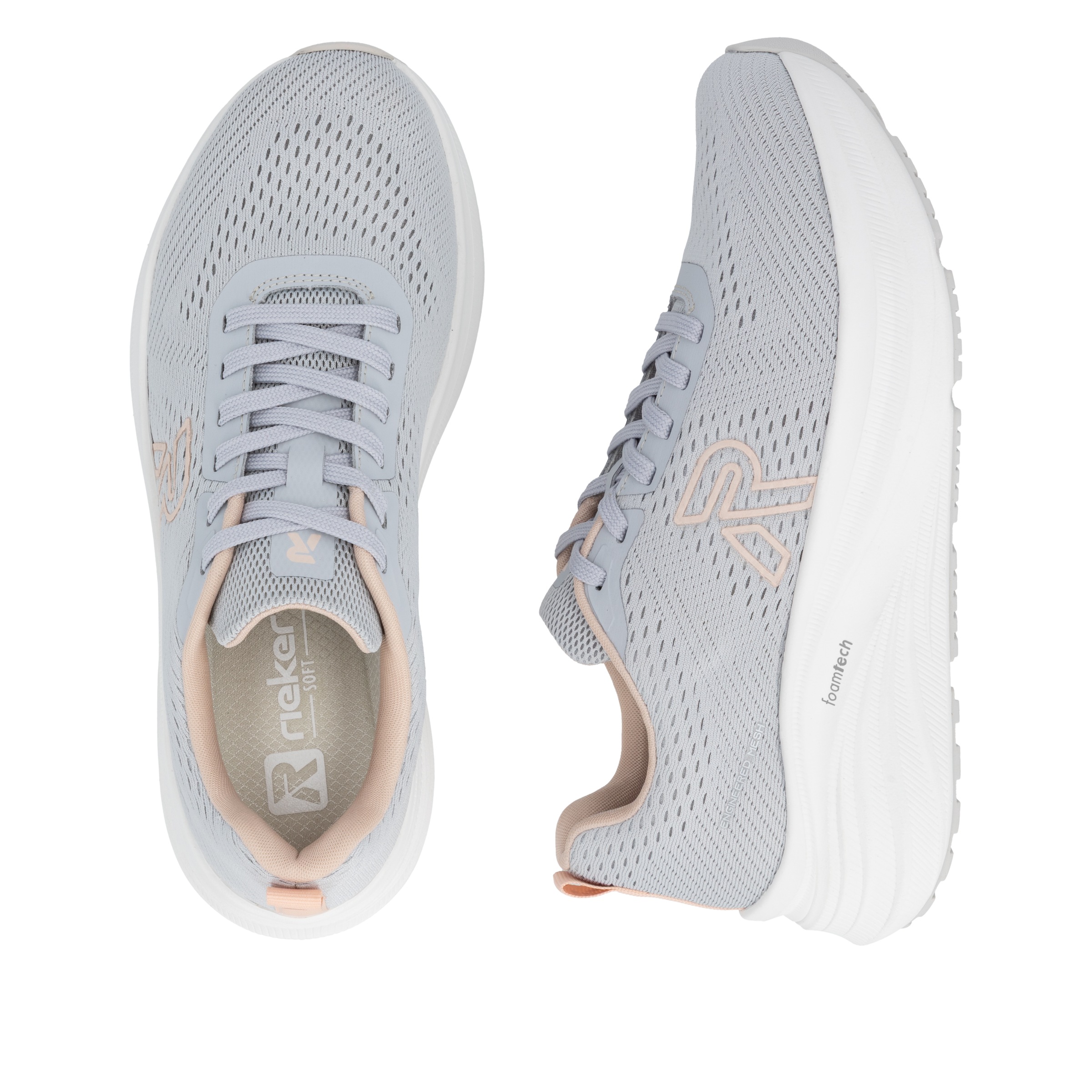 Plateausneaker RIEKER SPORT, Herren, Gr. 42, hellgrau, Textil, unifarben, Schuhe Plateausneaker, Freizeitschuh, Halbschuh, Schnürer mit leichter Laufsohle 2