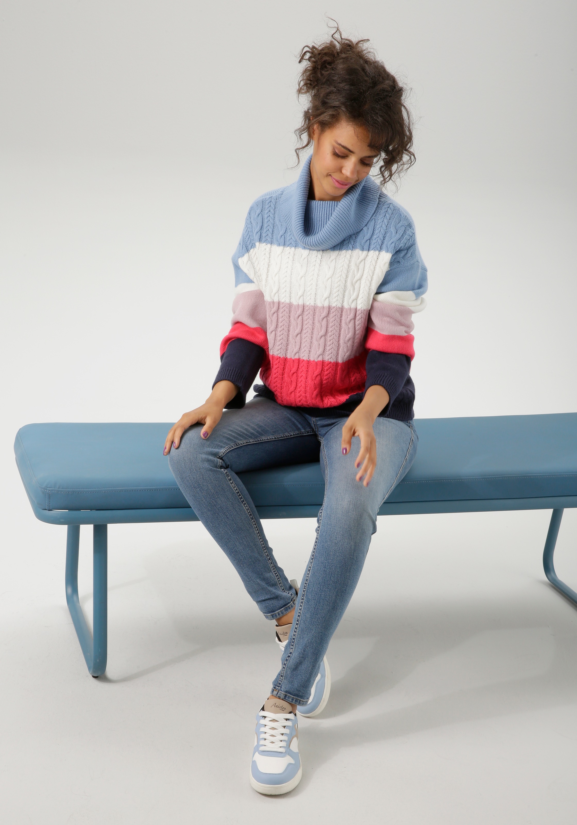 Aniston CASUAL Strickpullover, in farbenfroher oder gedeckteren Farbkombination - NEUE KOLLEKTION