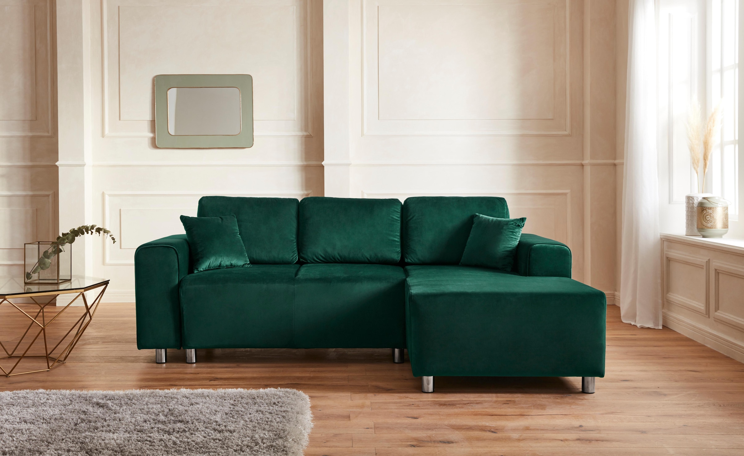 Guido Maria Kretschmer Home&Living Ecksofa »Györ L-Form«, wahlweise mit Bettfunktion und Bettkasten incl. 2 Zierkissen