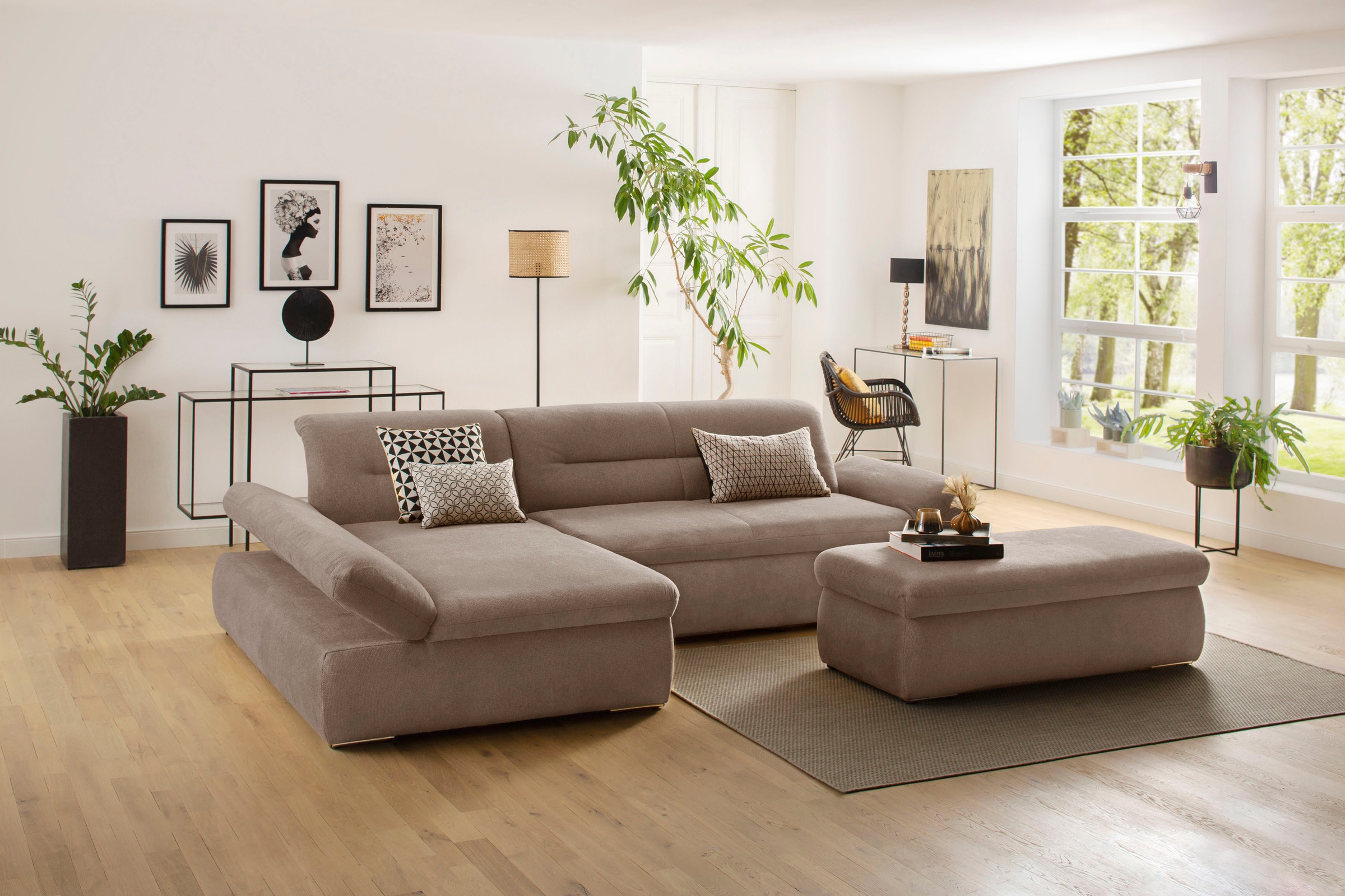 INOSIGN Polsterhocker »Avesa«, Mit großem Staufach, passend zur Serie "Avesa", B/T/H: 136/64/43 cm