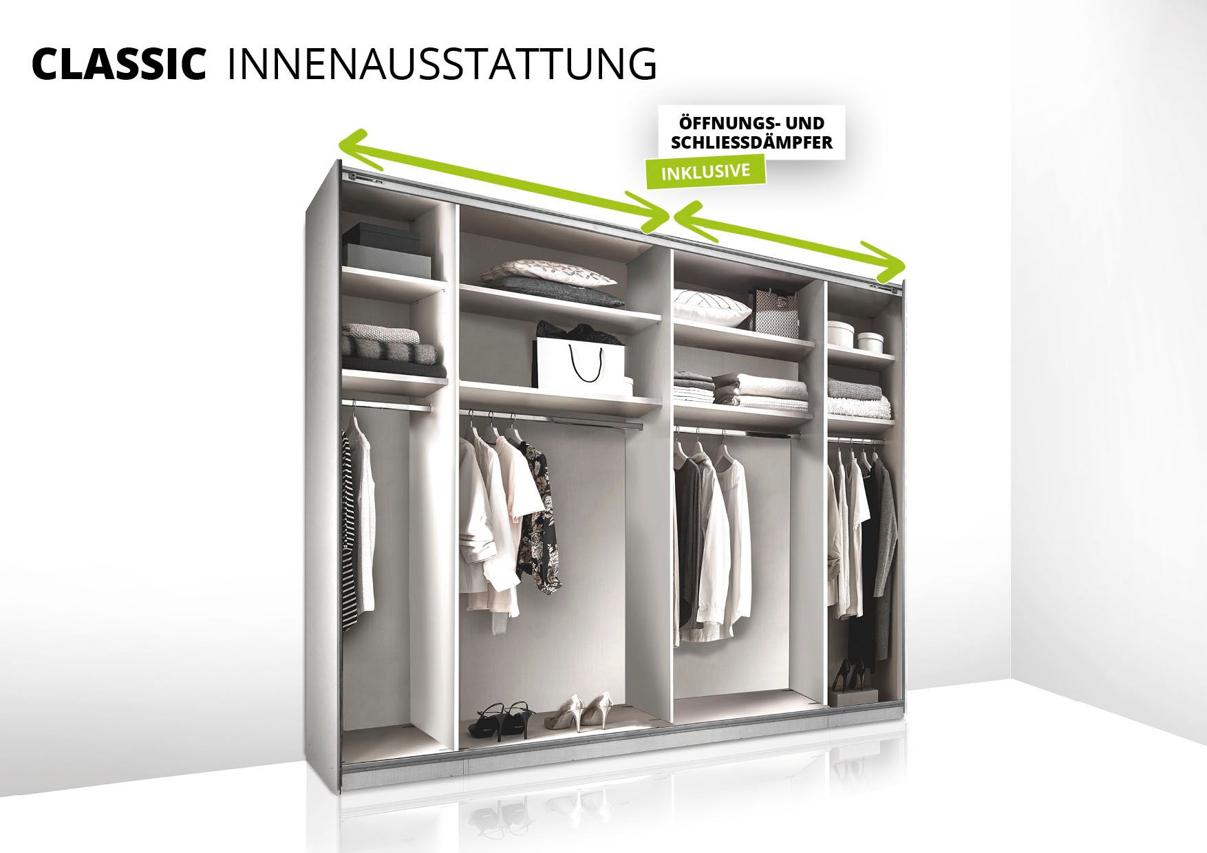 STAUD Schwebetürenschrank »Sonett 100 G, Made in Germany«, mit vier verschiedenen Ausstattungsvarianten