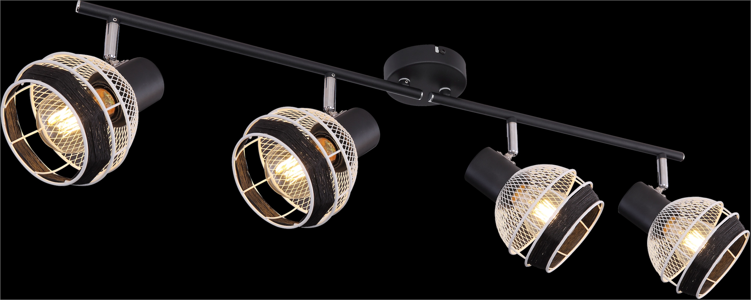GLOBO LIGHTING Deckenstrahler »GRIDDY«, Leuchtmittel E27 | ohne Leuchtmittel, Deckenstrahler/schwarz-weiß/Hanf schwarz/Flur/Wohnzimmer