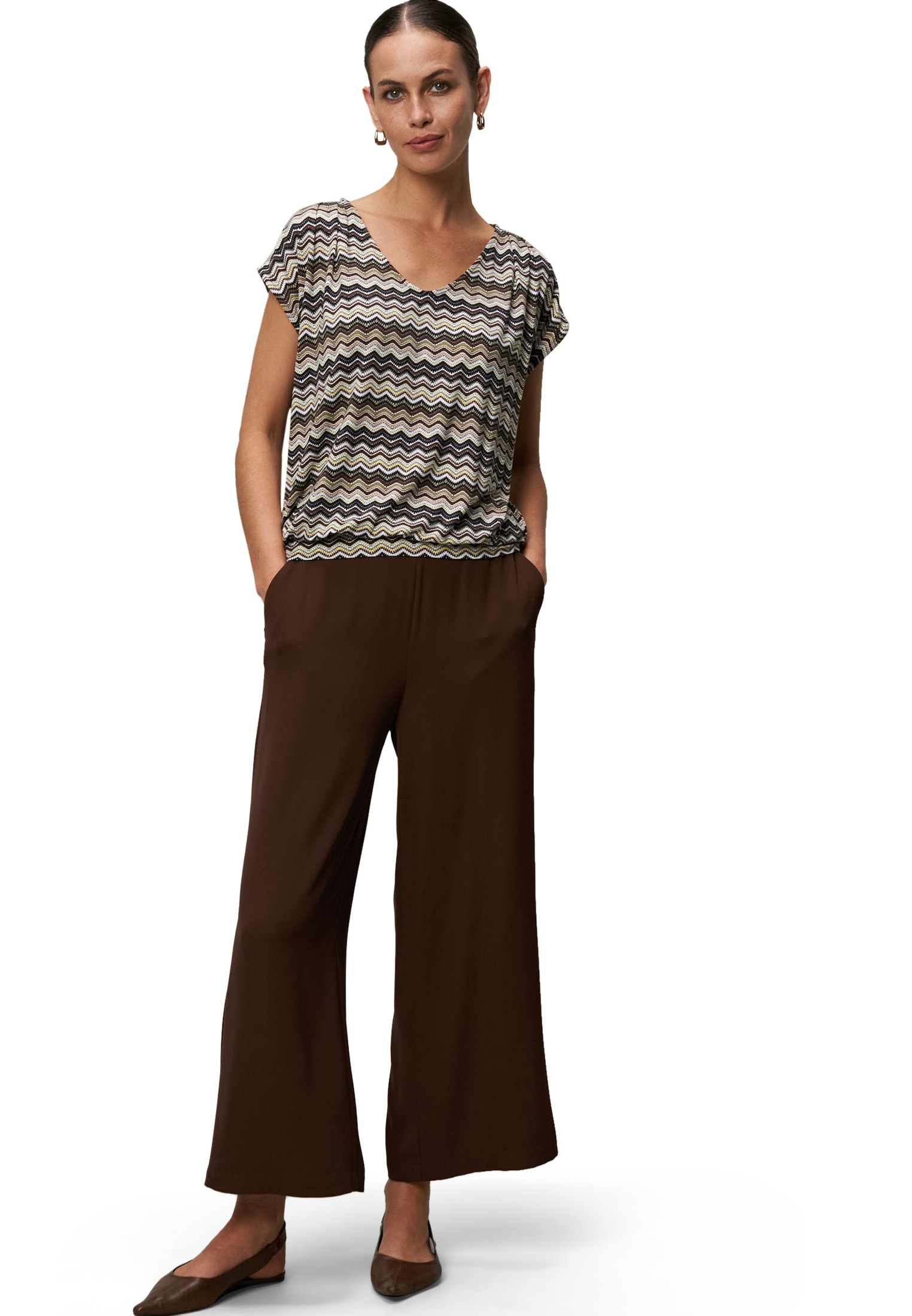 Zero Kurzarmshirt »zero Shirt mit Zickzackmuster«, (1 tlg.), Plain/ohne Details