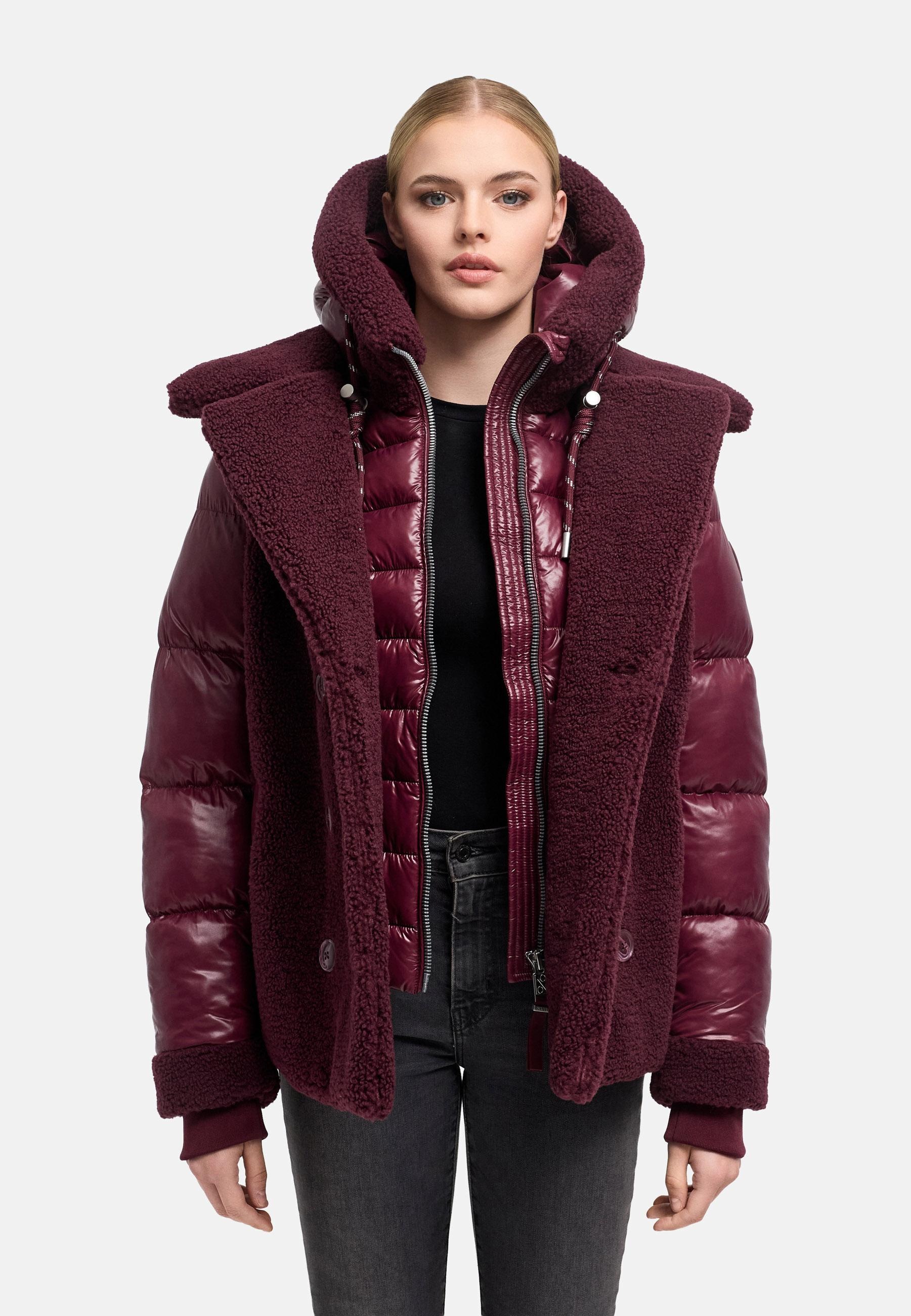 Navahoo Winterjacke »Kuschelhäschen 14« mit Kapuze Warme Jacke im Teddy-Stepp-Materialmix mit Kapuze