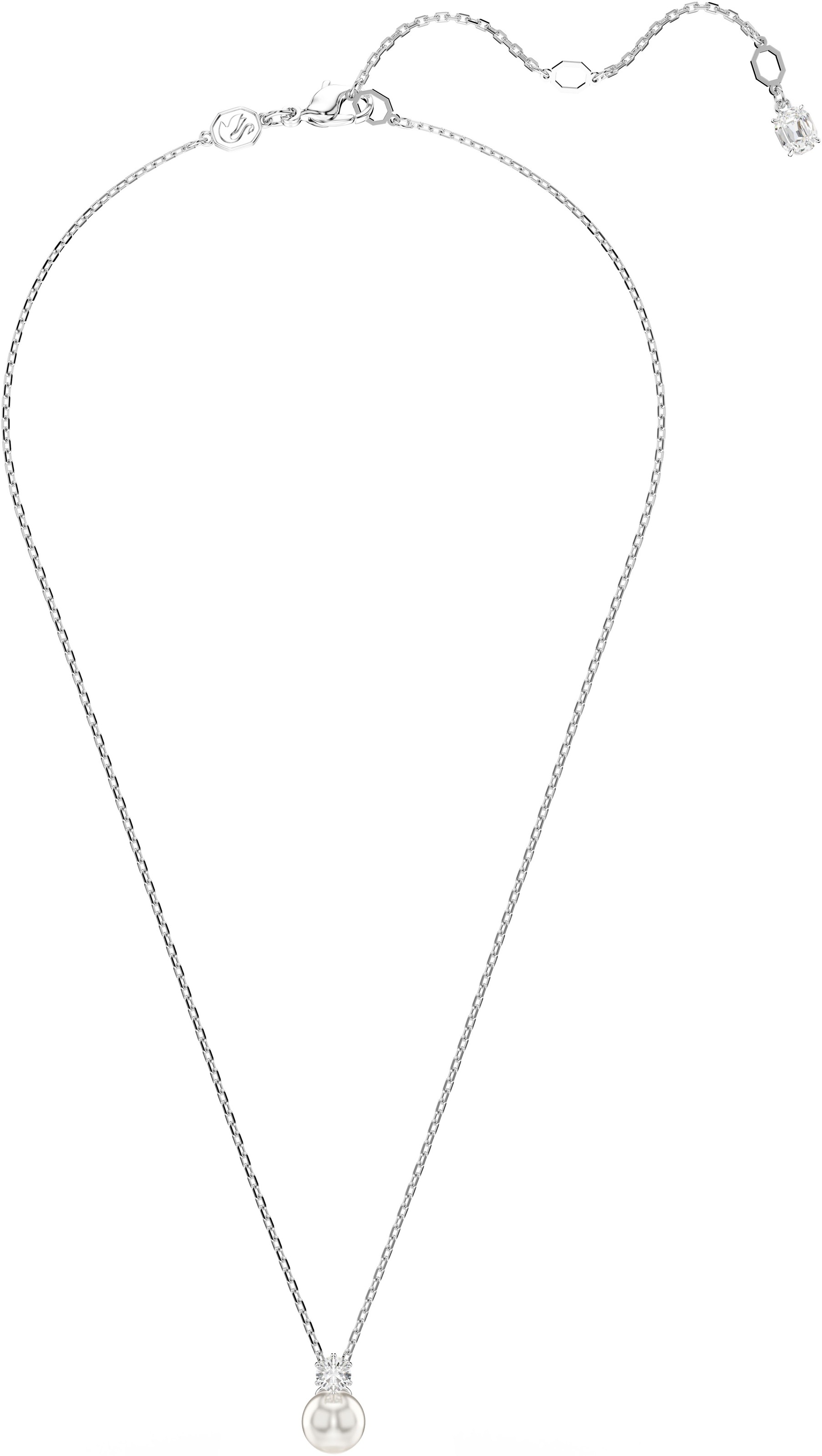 Kette mit Anhänger SWAROVSKI "Schmuck Geschenk Halskette Matrix", silber (metallfarben, kristallweiß, weiß), Halsketten, Damen, Metall Perlen, L: 45, Metall, Perlen, mit Swarovski Zirkonia (synth.) - mit Swarovski Perle 5