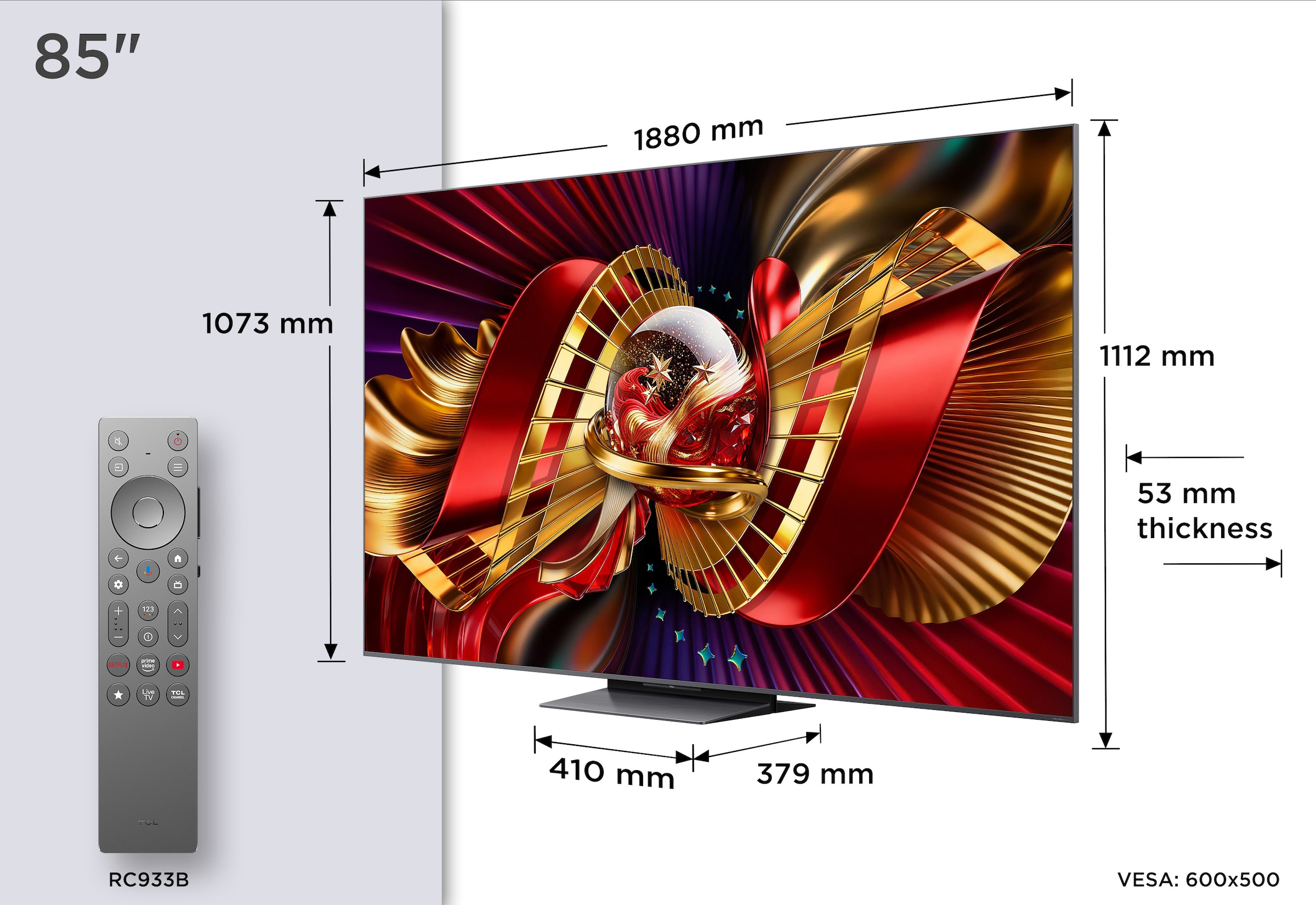 TCL Mini-LED-Fernseher »85C8LX1« 215 cm/85 ″ SQD-Mini LED, HDR 6000 Nits, 100%BT.2020, 144Hz, AiPQ Pro,Dolby Vision
