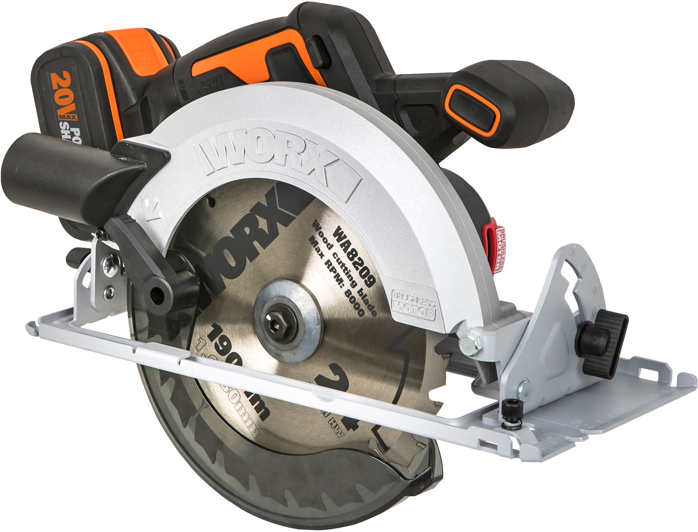 Worx Akku-Handkreissäge »WX520 NITRO«, 190 mm Sägeblatt, 0-57° Schrägschnitte, inkl. Akku & Schnellladegerät
