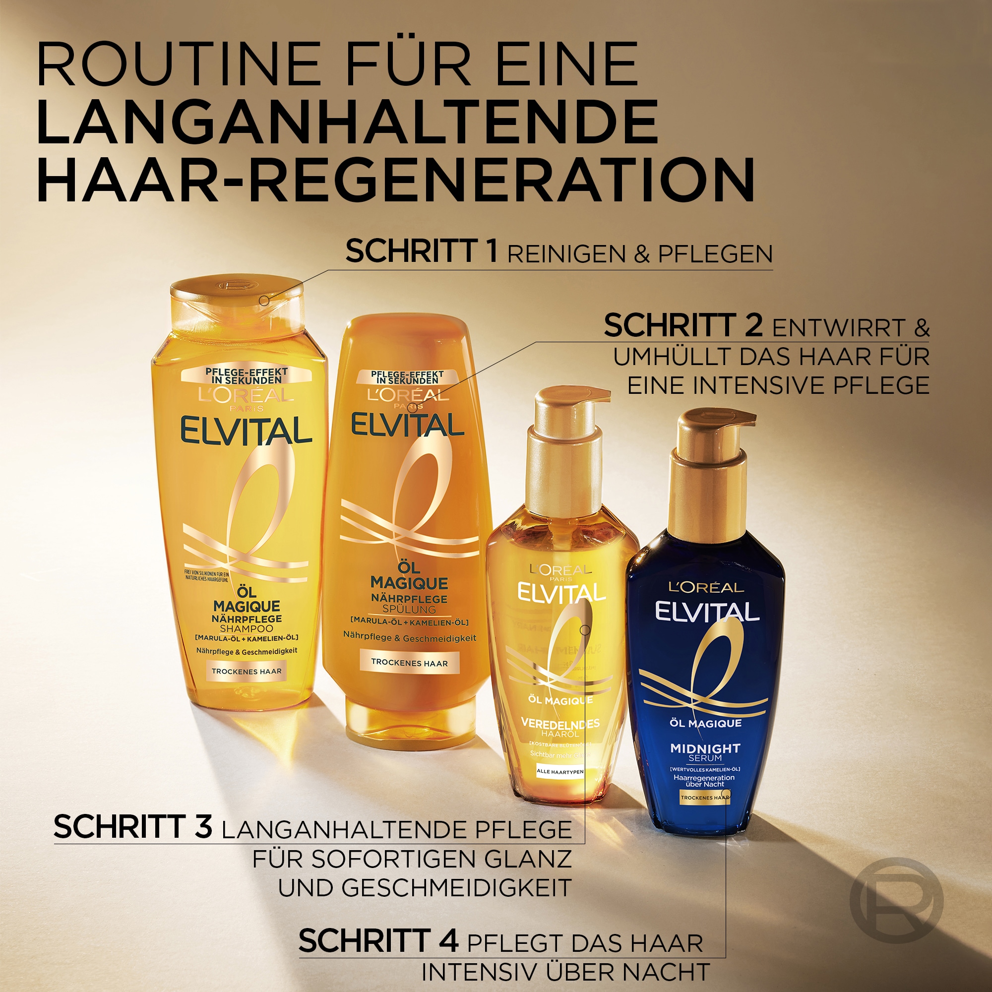 L'ORÉAL PARIS Haarshampoo »L'Oréal Paris Elvital Öl Magique Shampoo«, (Packung, 6 tlg.)