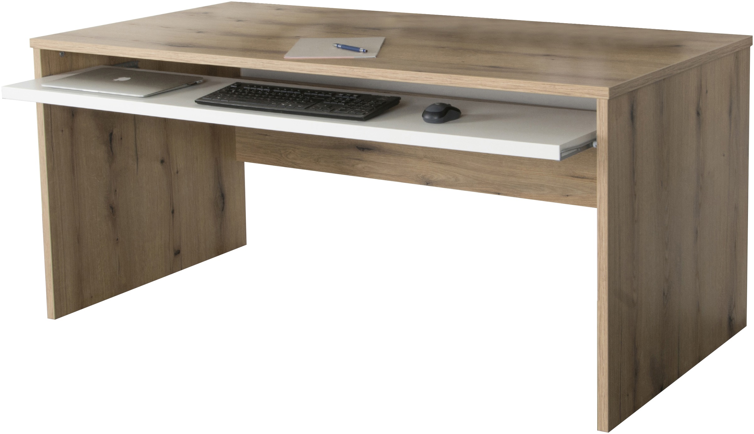 VOGL Möbelfabrik Schreibtisch »Barrie mit 2-farbigem Tastaturauszug«, in 2 Breiten, 2,5 cm Tischplattenstärke, Made in Germany