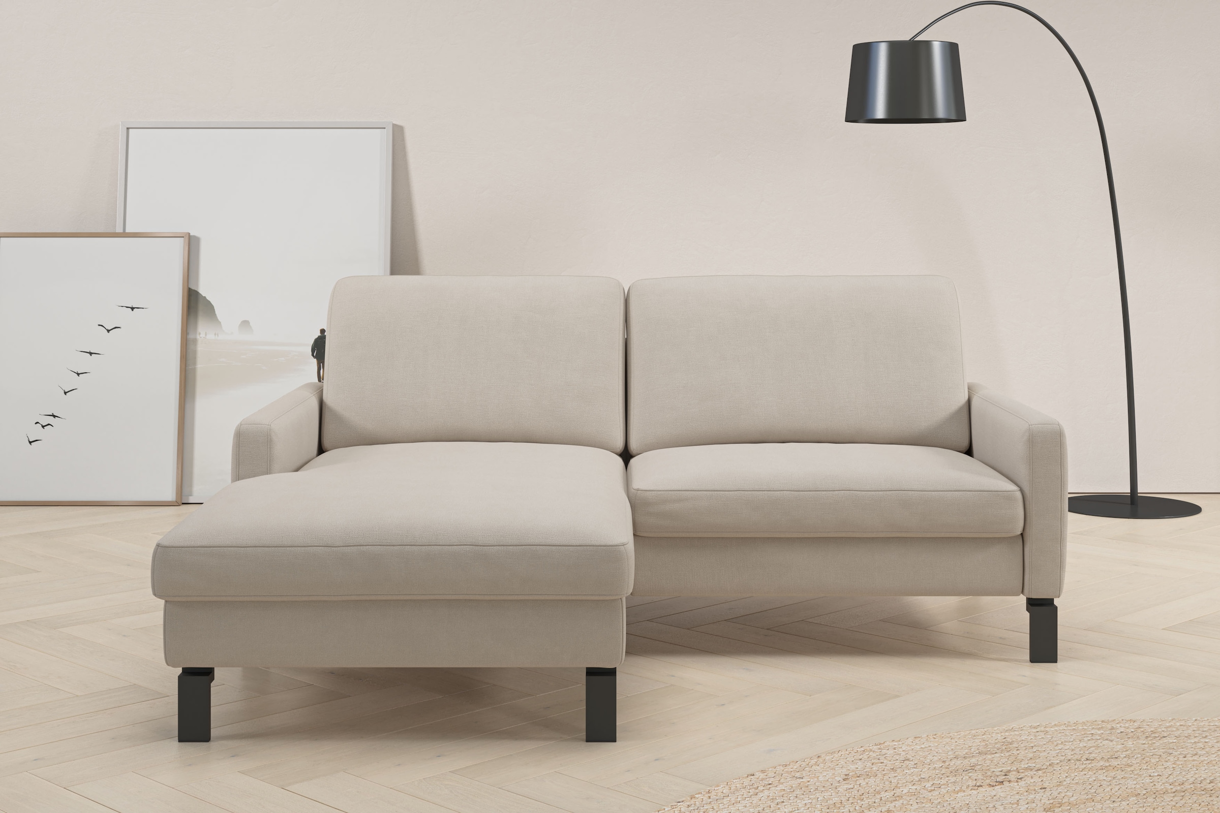 Ecksofa HOME AFFAIRE "Lecce, L-Form, Federkernpolsterung, Breite 194 cm", taupe, B:194cm H:86cm T:164cm, 100% Polyester, Sofas, Ecksofa, inkl. saugroboterfreundliche Höhe & schmale Armlehnen 4