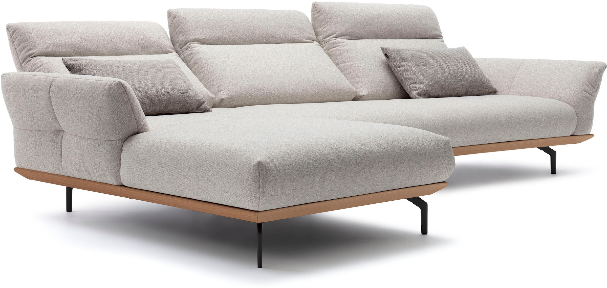 Creation BY ROLF BENZ Ecksofa »CR.460«, Sockel in Eiche, Winkelfüße in Umbragrau, Breite 338 cm