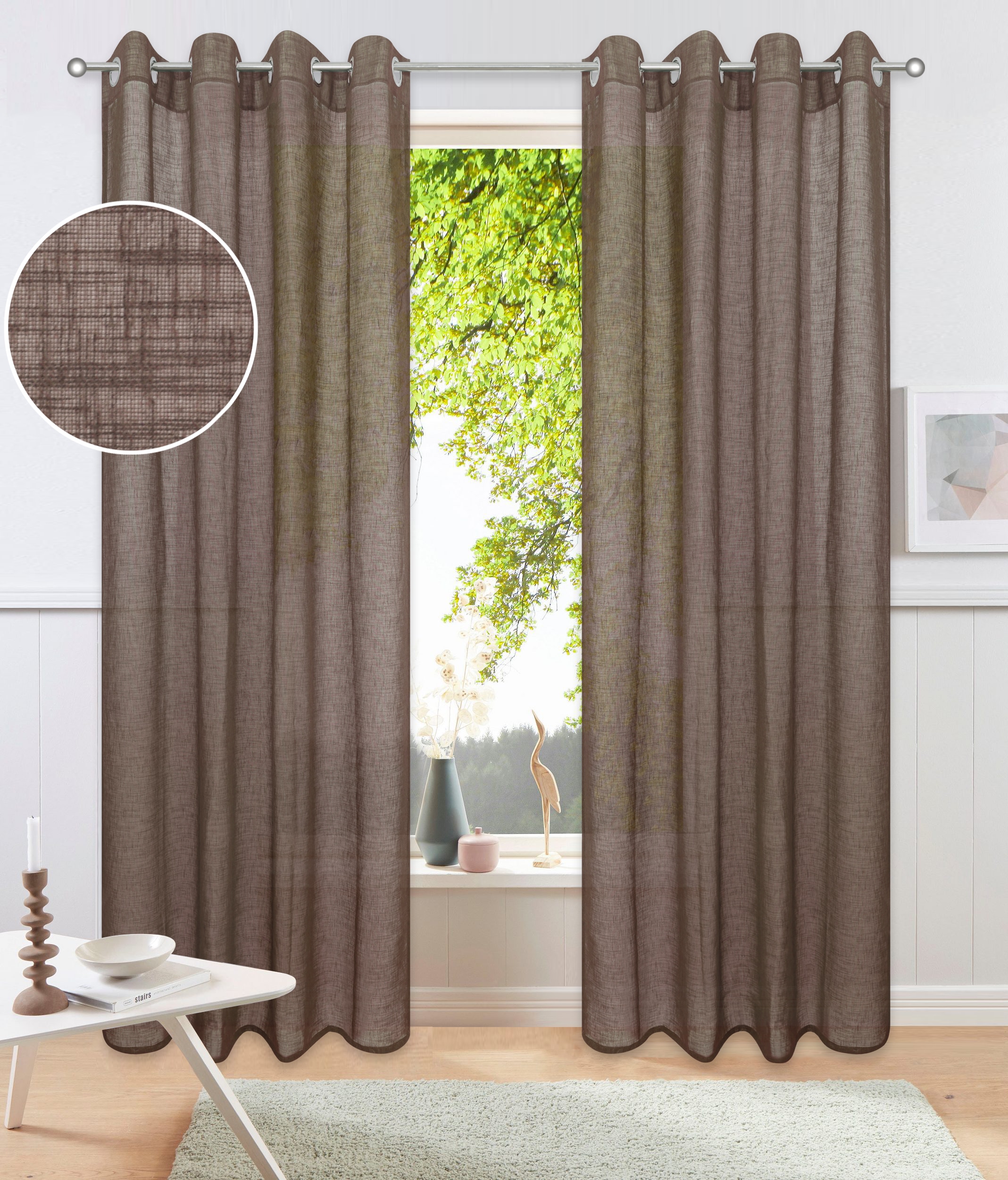 OTTO home Gardine "Fiete" Ösen 1 Stk. tlg. Leinen Optik, monochrom, basic, pflegeleicht, verschiedene Größen
