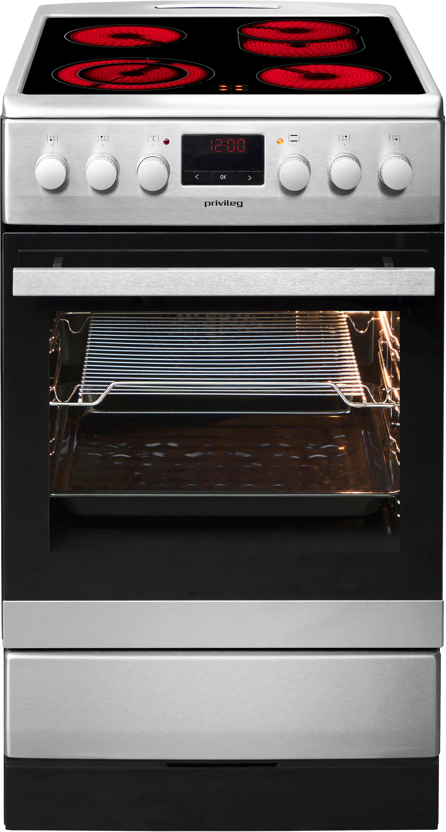 PRIVILEG Elektro-Standherd "5010CE2.313eETaDJ(Xv)"edelstahl, Herdsets