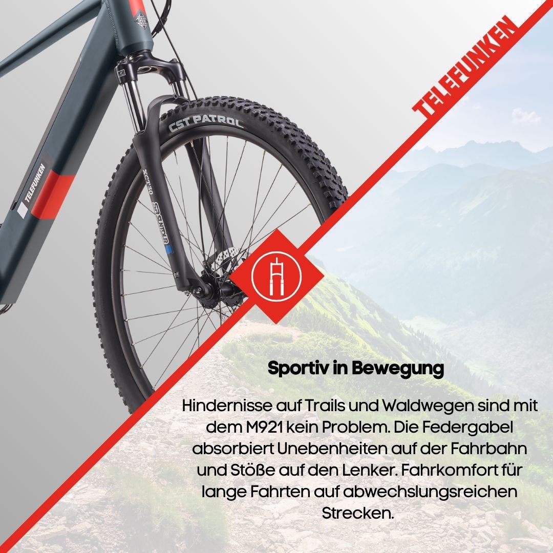 Telefunken E-Bike »Aufsteiger M921«, 7 Gang, Shimano, Heckmotor 250 W, (29 Zoll, Scheibenbremsen), Pedelec, Elektrofahrrad für Damen u. Herren, MTB