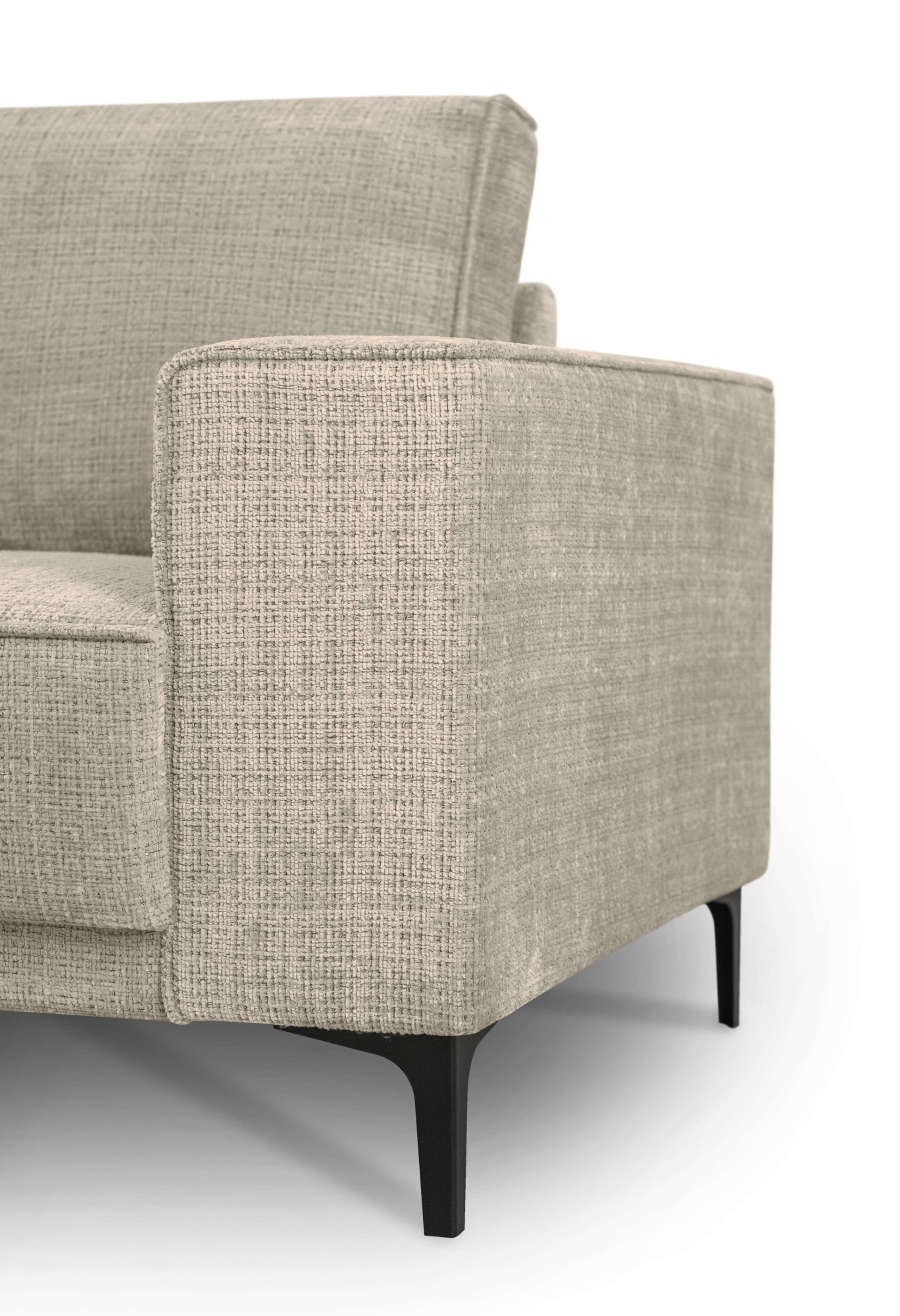 Places of Style Wohnlandschaft »XXL Sofa Oland, Struktur, Flachgewebe, Luxus-Microfaser, Boucle«, U-Form, 342 cm, Wellenunterfederung, Skandi-Design, Metallfüße
