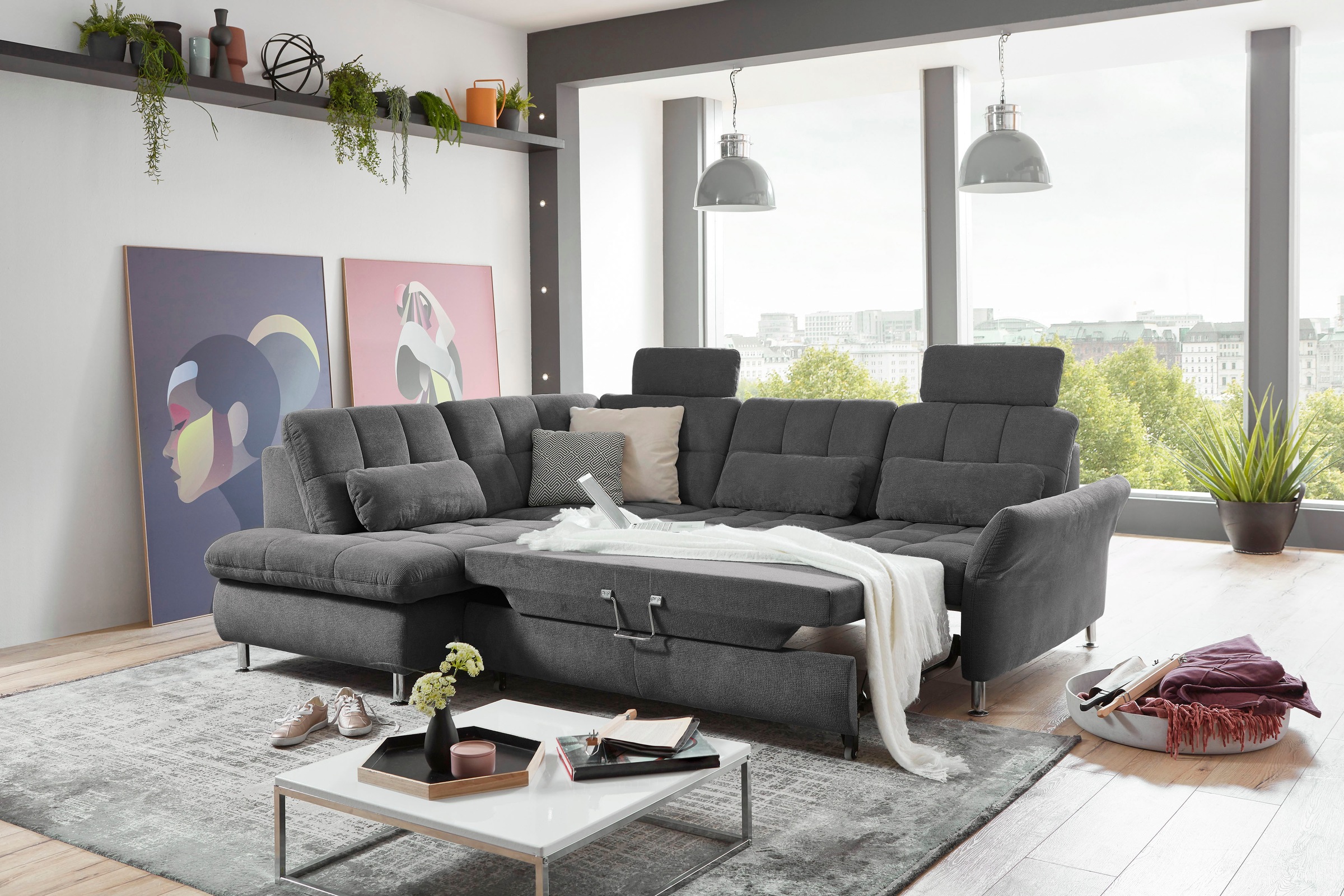 Die PlanBar Ecksofa "MP-IN20016 L-Form mit Federkern-Polsterung" wahlweise günstig online kaufen