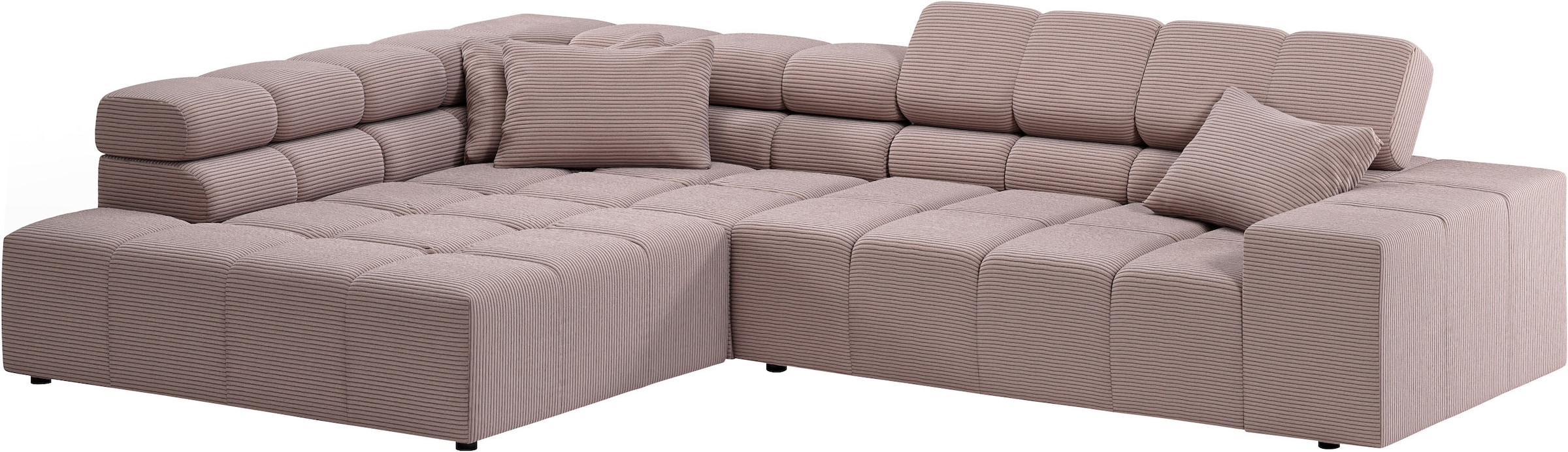 INOSIGN Ecksofa »Ancona incl. Kopfteilverstellung, Zierkissen Breite 319cm, L-Form«, wahlweise motorische Sitztiefenverstellung, auch in Cord + Easy Care