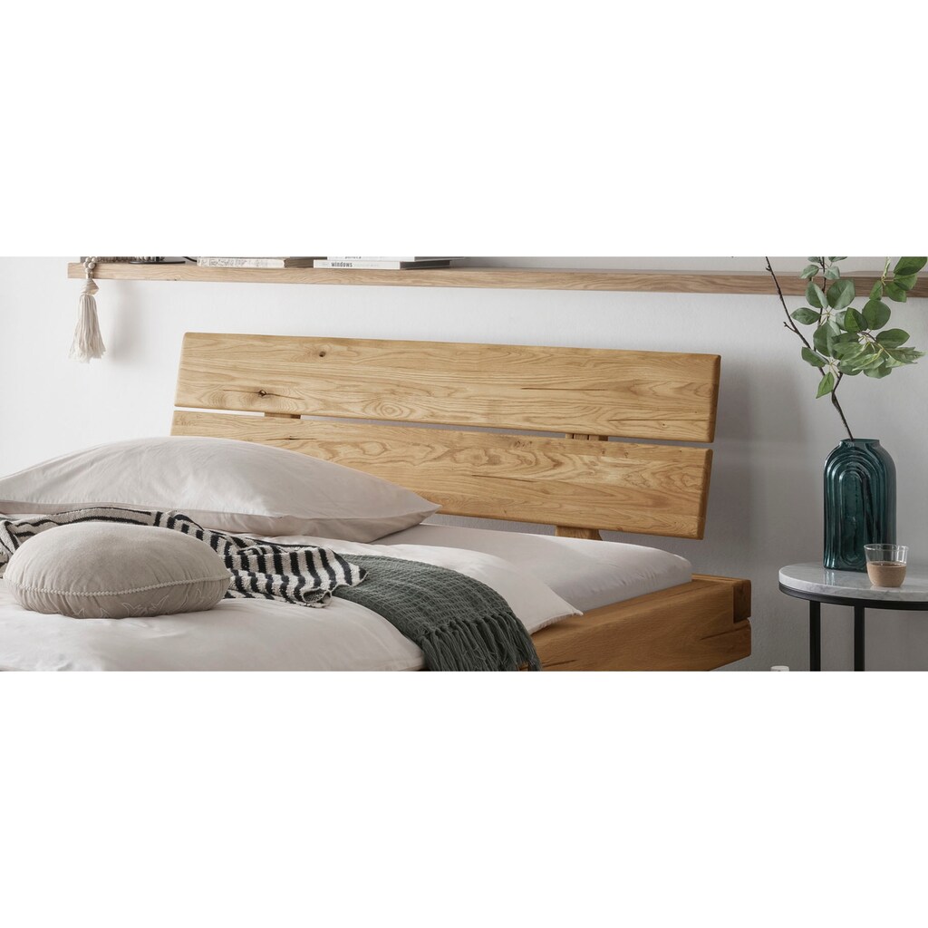 Home affaire Massivholzbett »Ultima«, aus Holz in Balken-Optik mit Metallkufe