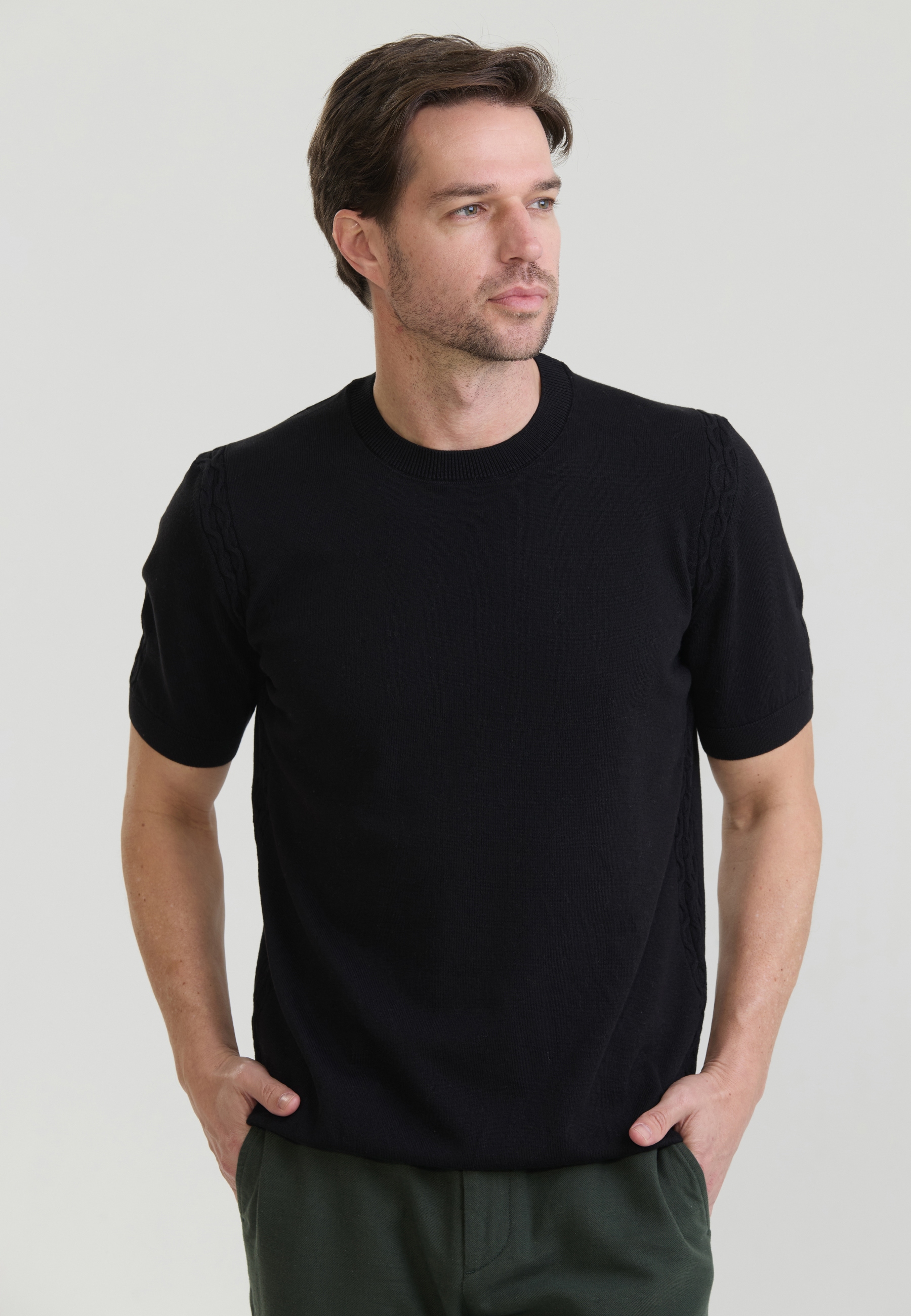 Felix Hardy "Basic-Strick-T-Shirt mit Rundhalsausschnitt"