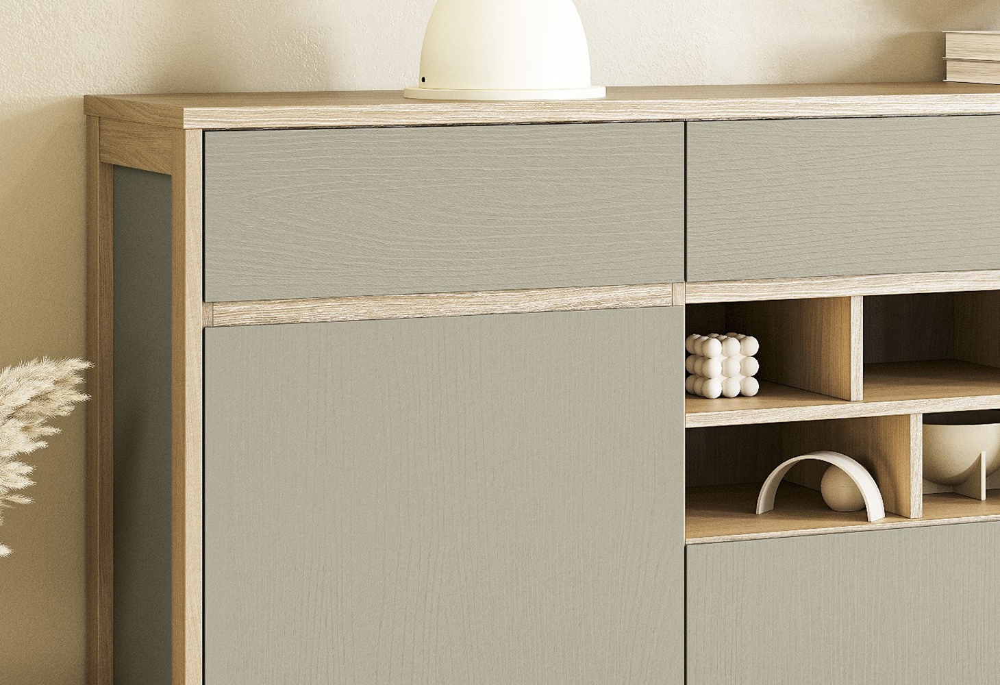 Home affaire Wohnwand »Stranda, moderne Anbauwand, Komplettset im Scandi-Style«, (2 St.), enthält Sideboard und Buffet, ausreichend Stauraum
