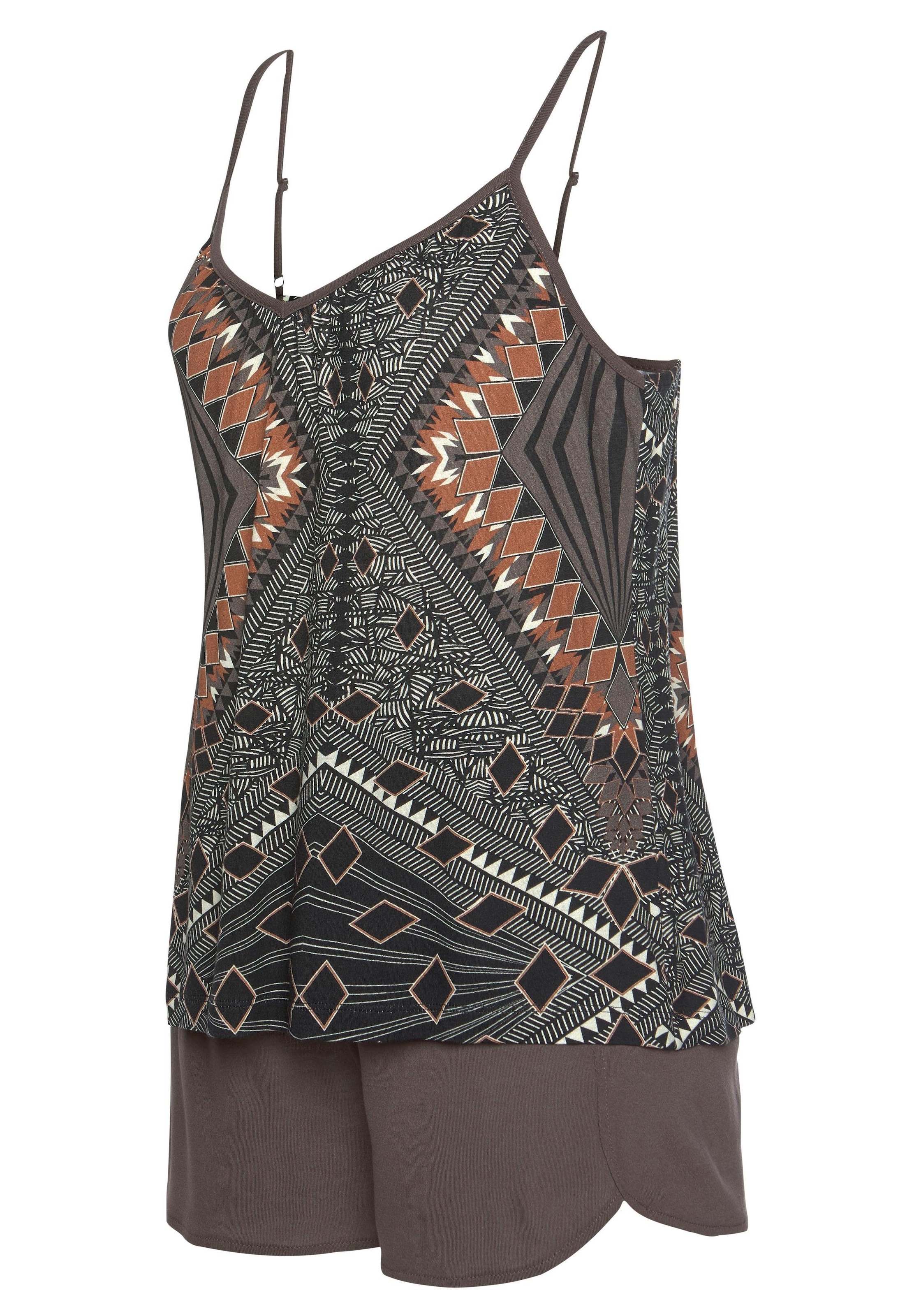 LASCANA Shorty, (2 tlg.), mit Ethno-Muster