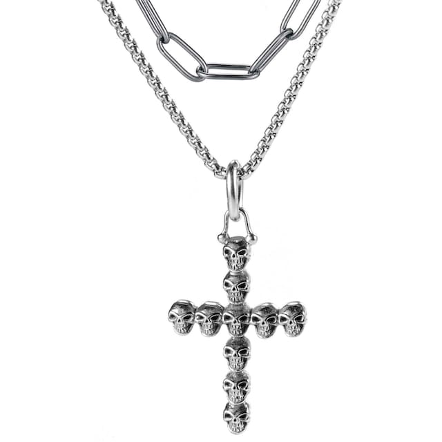 Firetti Kette mit Anhänger »Schmuck Geschenk, Skull Cross«, (Set, 1 tlg.),  zu Kleid, Shirt, Jeans, Sneaker! Anlass Geburtstag Weihnachten kaufen | BAUR