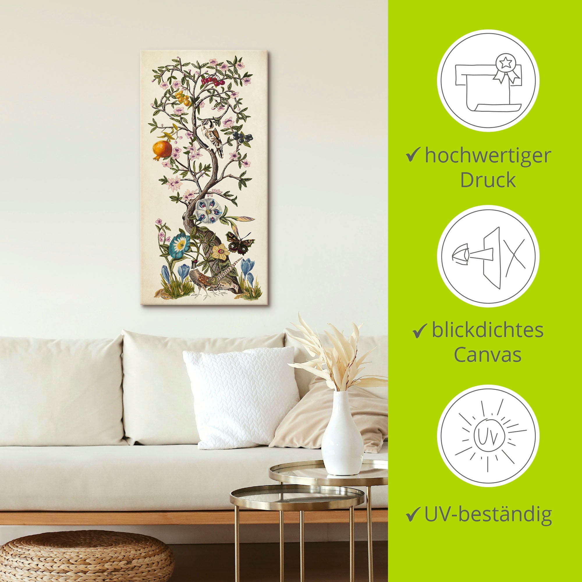 Artland Wandbild »Chinoiserie Natur I«, Pflanzen, (1 St.), als Alubild, Outdoorbild, Leinwandbild, Poster in verschied. Größen