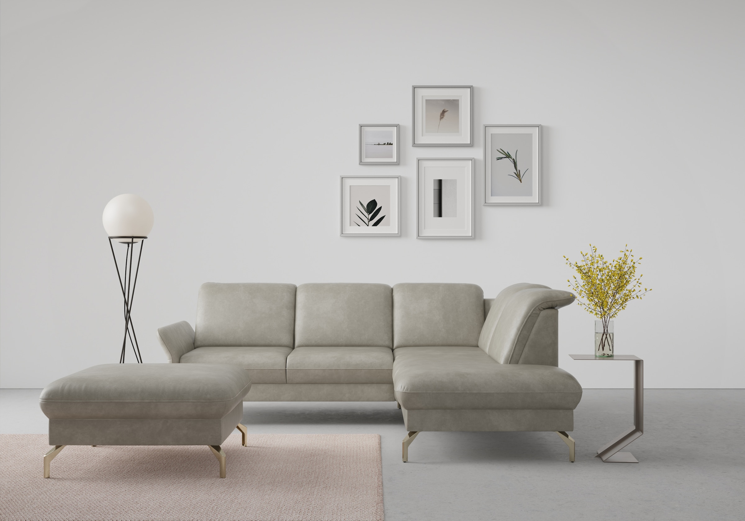 sit&more Ecksofa "Fashion L-Form" wahlweise mit Kopfteilverstellung, Vorziehsitz, motorisch, Nickelfüße
