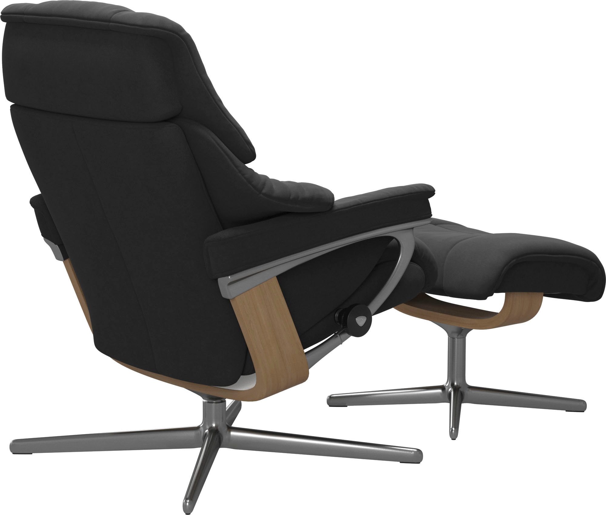 Stressless® Relaxsessel »Reno«, (Set, Relaxsessel mit Hocker), mit Hocker, mit Cross Base, Größe S, M & L, Holzakzent Eiche