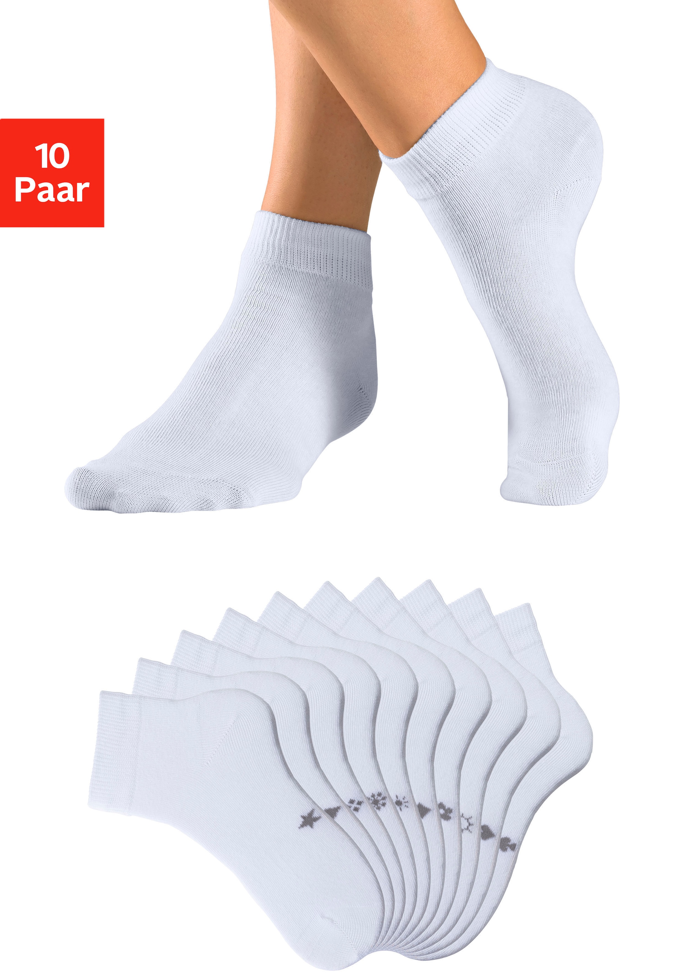 Kurzsocken, (Packung, 10 Paar), mit eingestrickten Symbolen