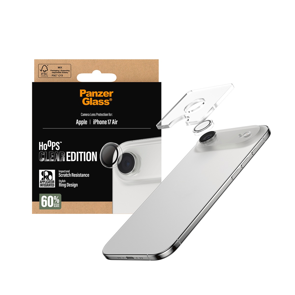 CARE by PanzerGlass Kameraschutzglas »Hoops Camera Lens Protector«, für Apple iPhone Air, Kameraschutz,Linsenschutz,Objektivschutz, kratz- & stoßfest