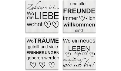 Leinwandbild »Wo die Liebe wohnt 1-4«, Sprüche & Texte, (4 St.)