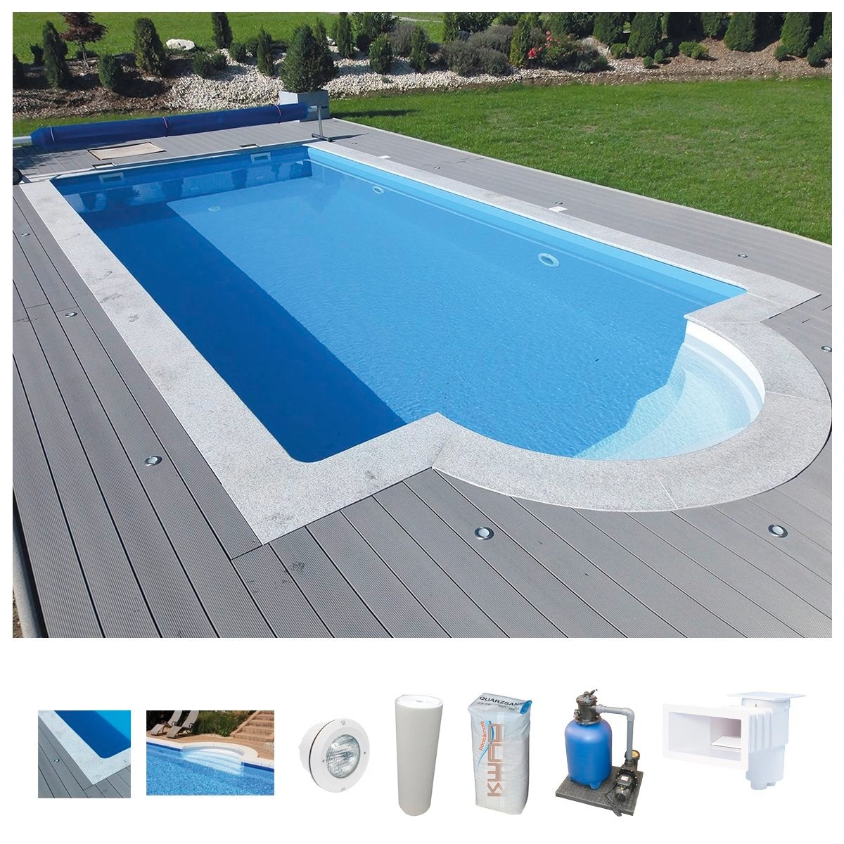 Schwimmbecken »STYROPOR®STEIN POOL ALL INCLUSIVE, BxLxH: 400x800x150 cm«, (Set), mit...