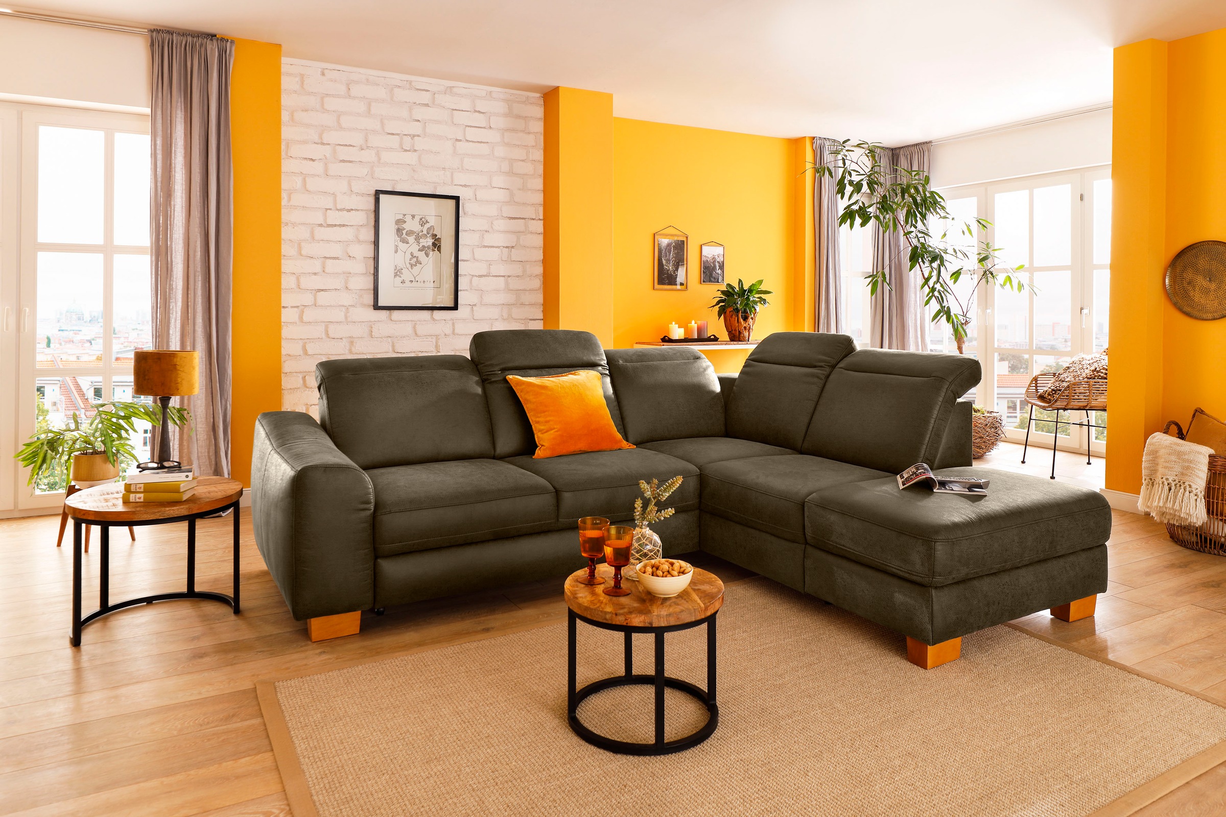 Home affaire Ecksofa »Dundee L-Form«, wahlweise mit Kopfteilverstellung und zusätzlich mit Bettfunktion