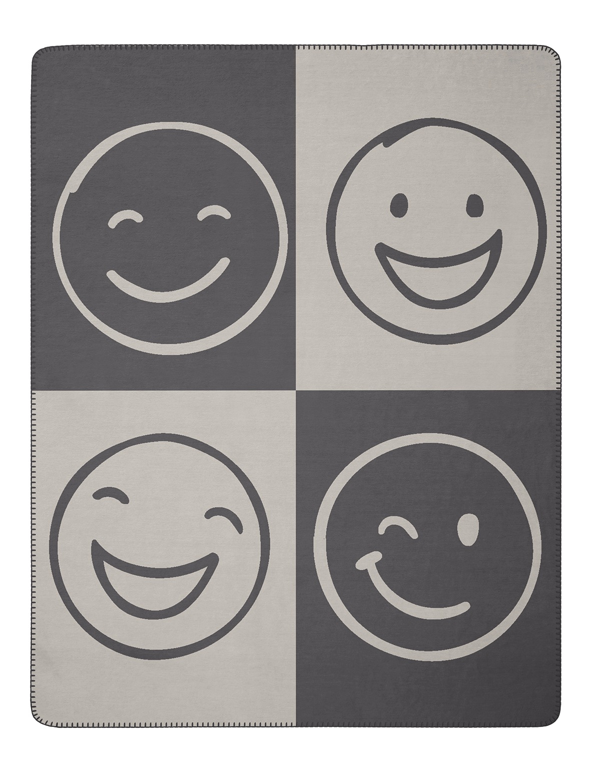 Biederlack Wohndecke "Emoji" mit Smiley, 70% Baumwolle/30% Polyacryl günstig online kaufen