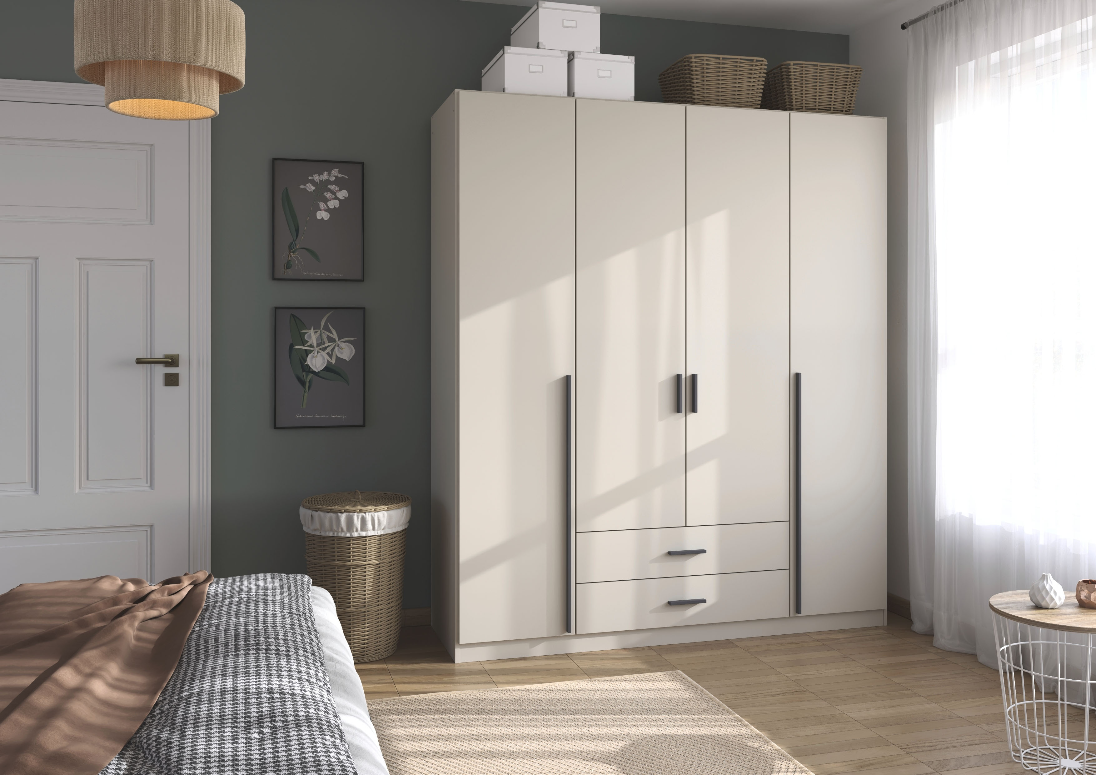 rauch Drehtürenschrank "Kleiderschrank Garderobe GAMMA Breiten 181 cm" in 3 Ausstattungen BASIC/CLASSIC/PREMIUM (inkl. SOFT-CLOSE-Funktion), mit Schubladen, verschiedene Griff-Varianten TOPSELLER MADE IN GERMANY