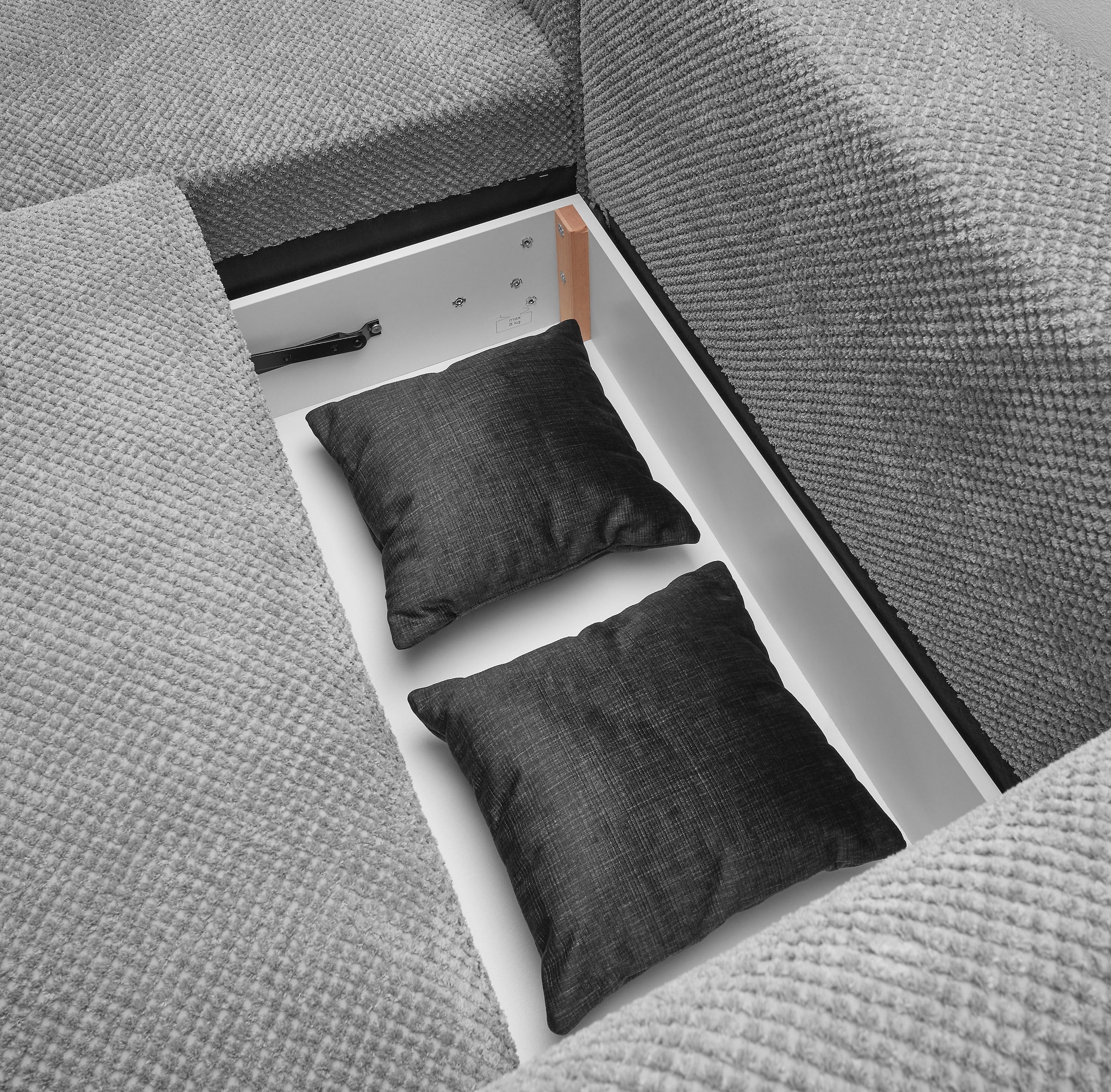 ED EXCITING DESIGN Ecksofa »Stanley L-Form«, mit Bettfunktion, Bettkasten & 2 Zierkissen
