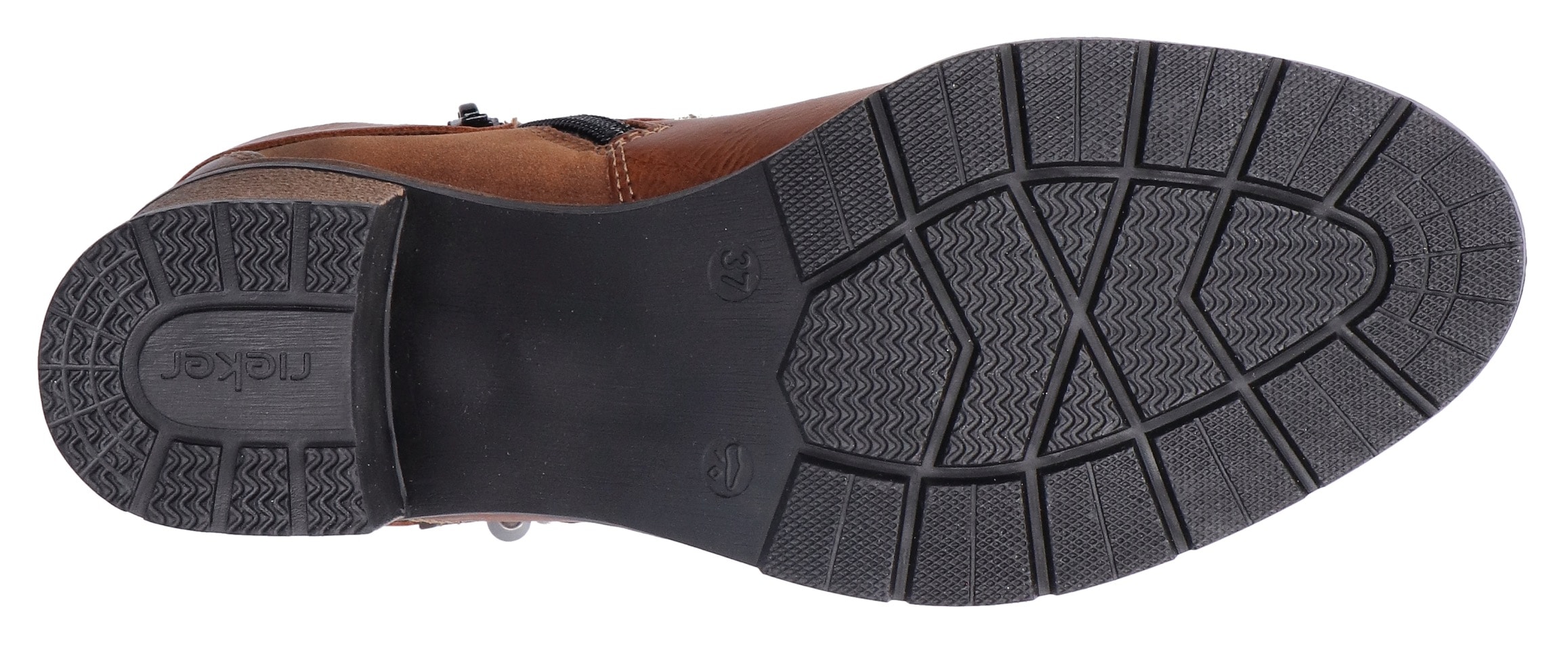 Rieker Stiefelette, Boots, Blockabsatz, Zierbänder, in Used-Optik