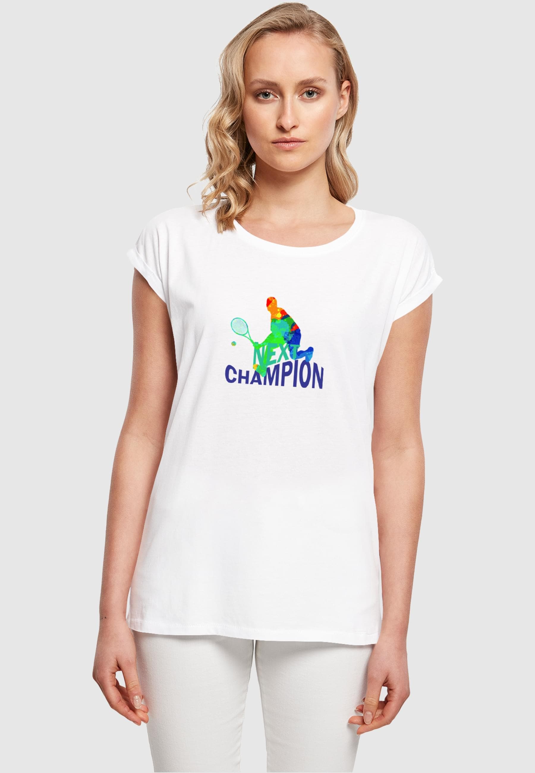 Merchcode T-Shirt »Merchcode Damen Ladies Next Champion Extended Shoulder Tee«, (1 tlg.)