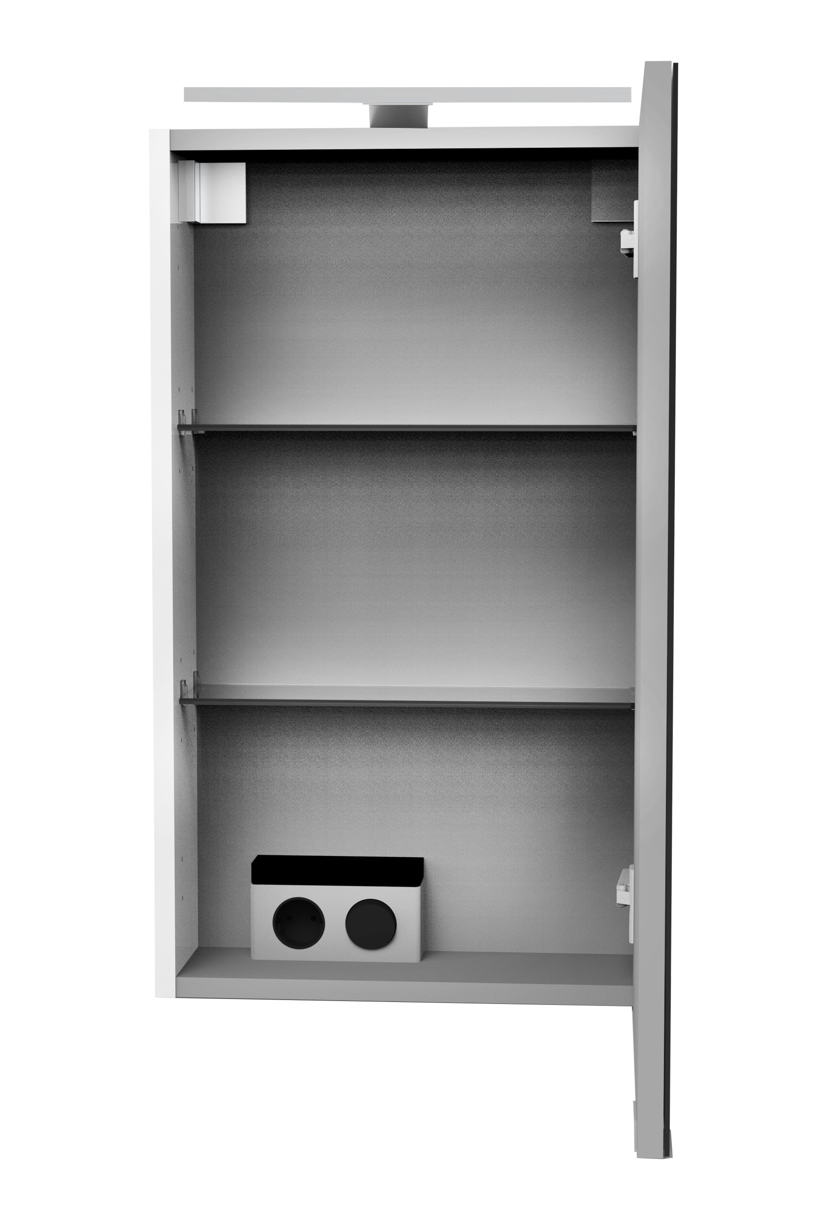 FACKELMANN Spiegelschrank »SBC«, Breite Schalter 40cm, (Spiegelschrank Anschlag mit kaufen Steckdose, BAUR Aufsatzleuchte, rechts und | LED-Aufsatzleuchte)