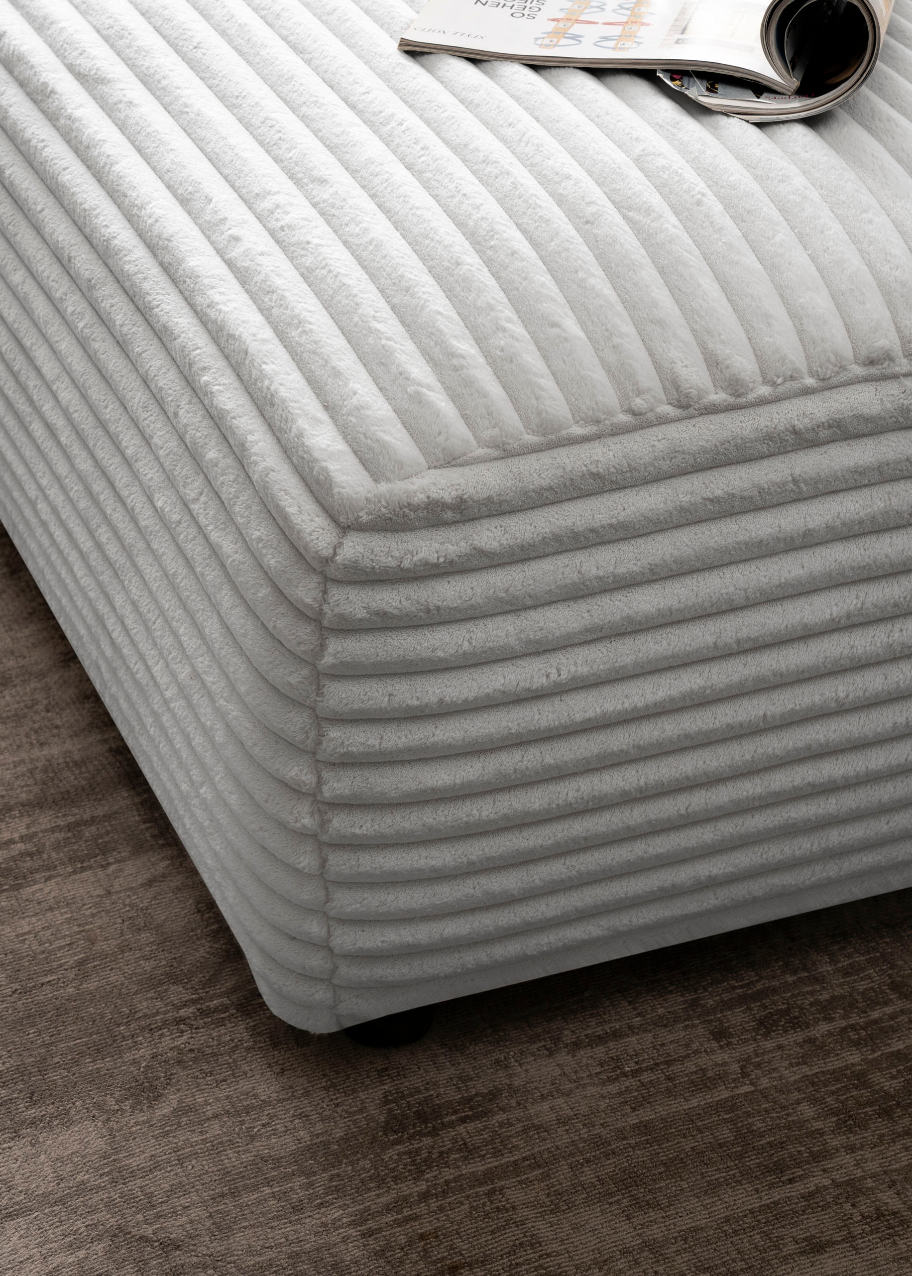 andas Ecksofa »BAKELS, L-Form in Cord oder Boucle-Stoff, moderne Couch«, wahlweise Recamiere rechts/links, bequemer Sitzkomfort