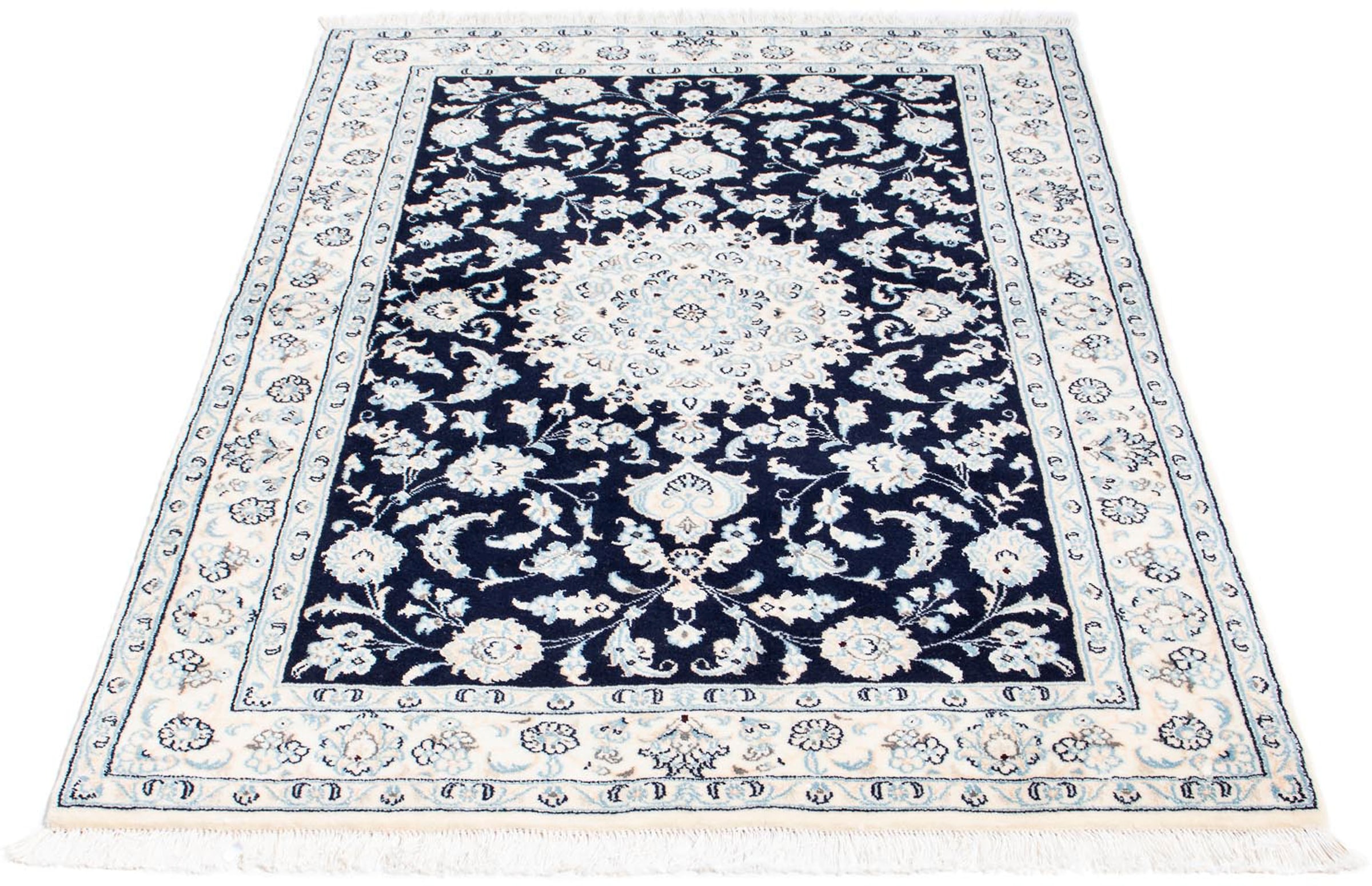 morgenland Orientteppich "Perser - Nain - Royal - 150 x 100 cm - dunkelblau", rechteckig, 10 mm Höhe, Wohnzimmer, Handge